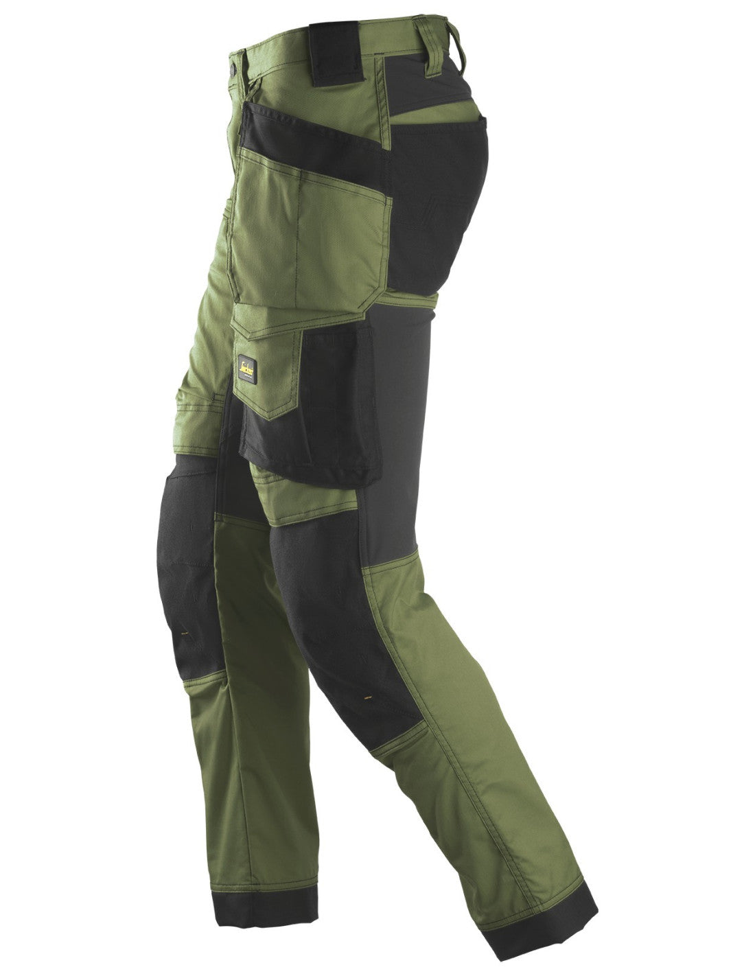 Pantaloni de lucru, stretch, cu buzunare holster, Snickers Workwear, AllroundWork, 6241, Khaki Green/Black