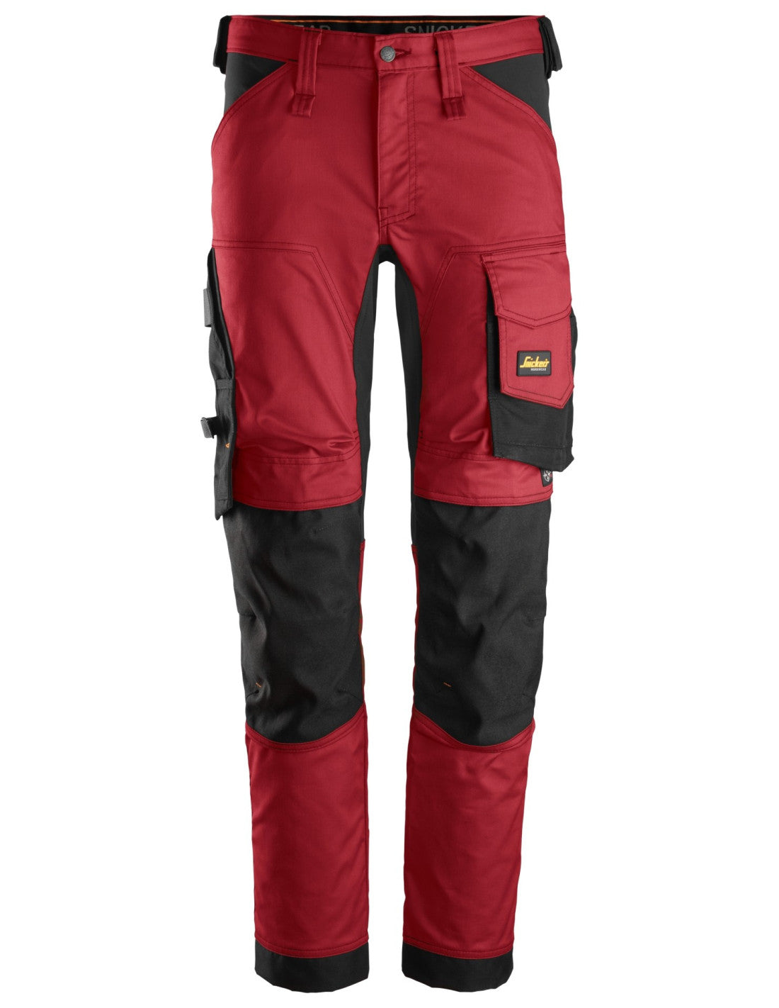 Pantaloni de lucru, stretch, Snickers Workwear, AllroundWork, 6341, Chili Red/Black