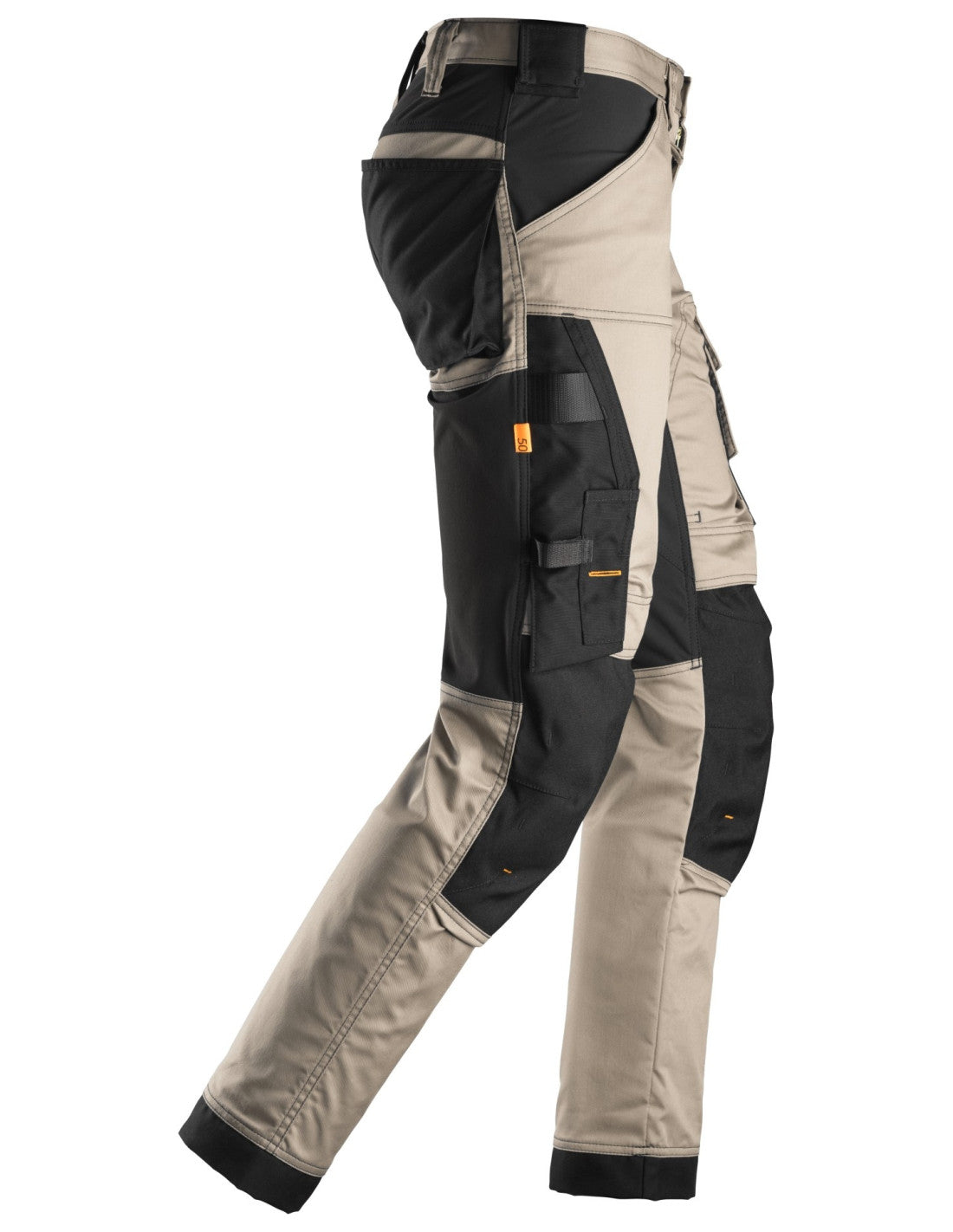Pantaloni de lucru, stretch, Snickers Workwear, AllroundWork, 6341, Khaki/Black