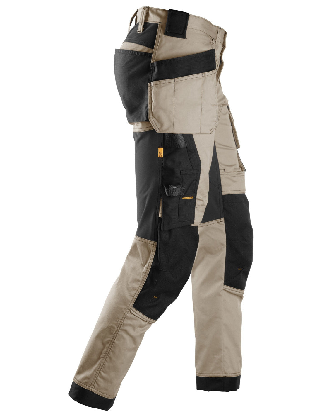 Pantaloni de lucru, stretch, cu buzunare holster, Snickers Workwear, AllroundWork, 6241, Khaki/Black
