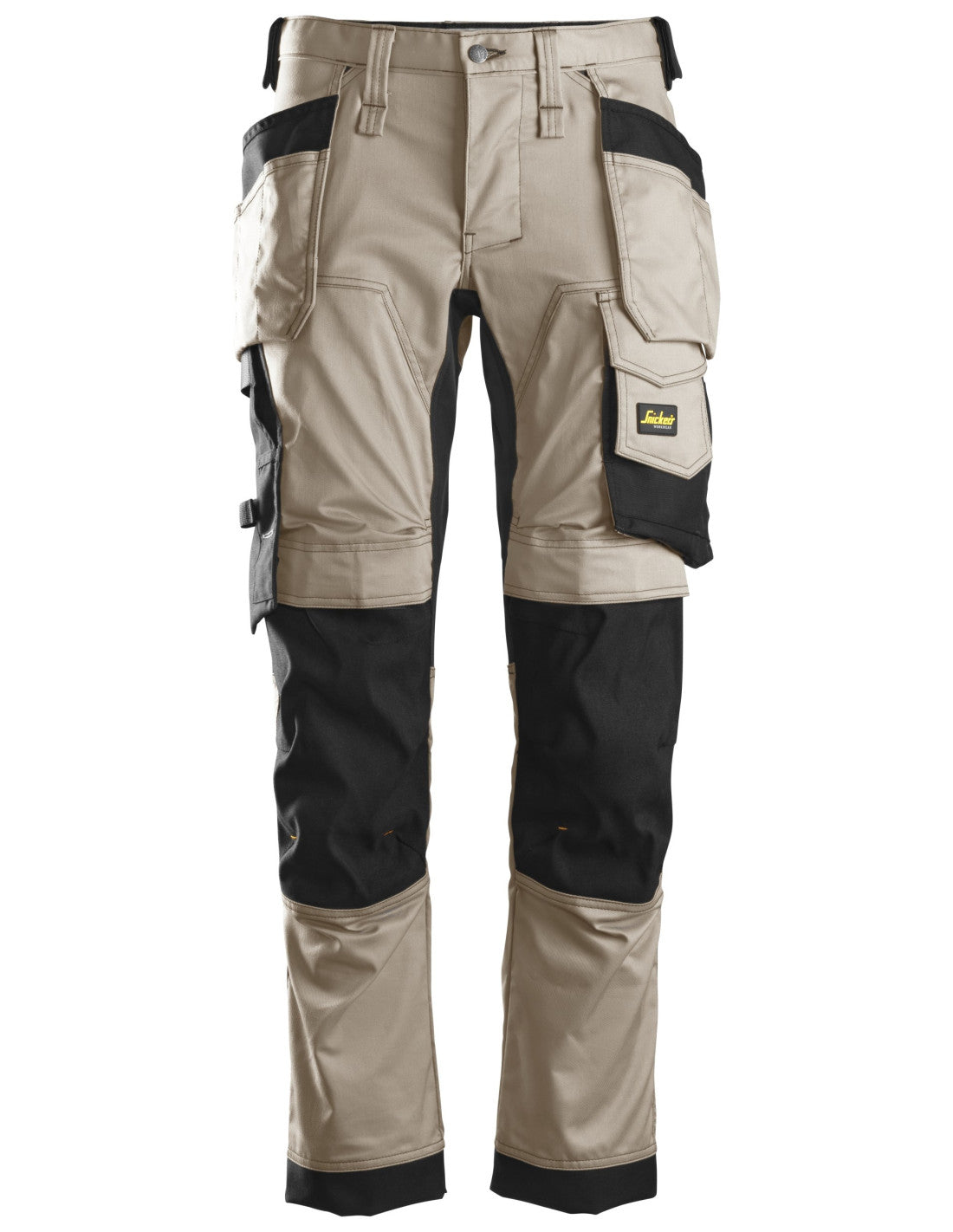 Pantaloni de lucru, stretch, cu buzunare holster, Snickers Workwear, AllroundWork, 6241, Khaki/Black