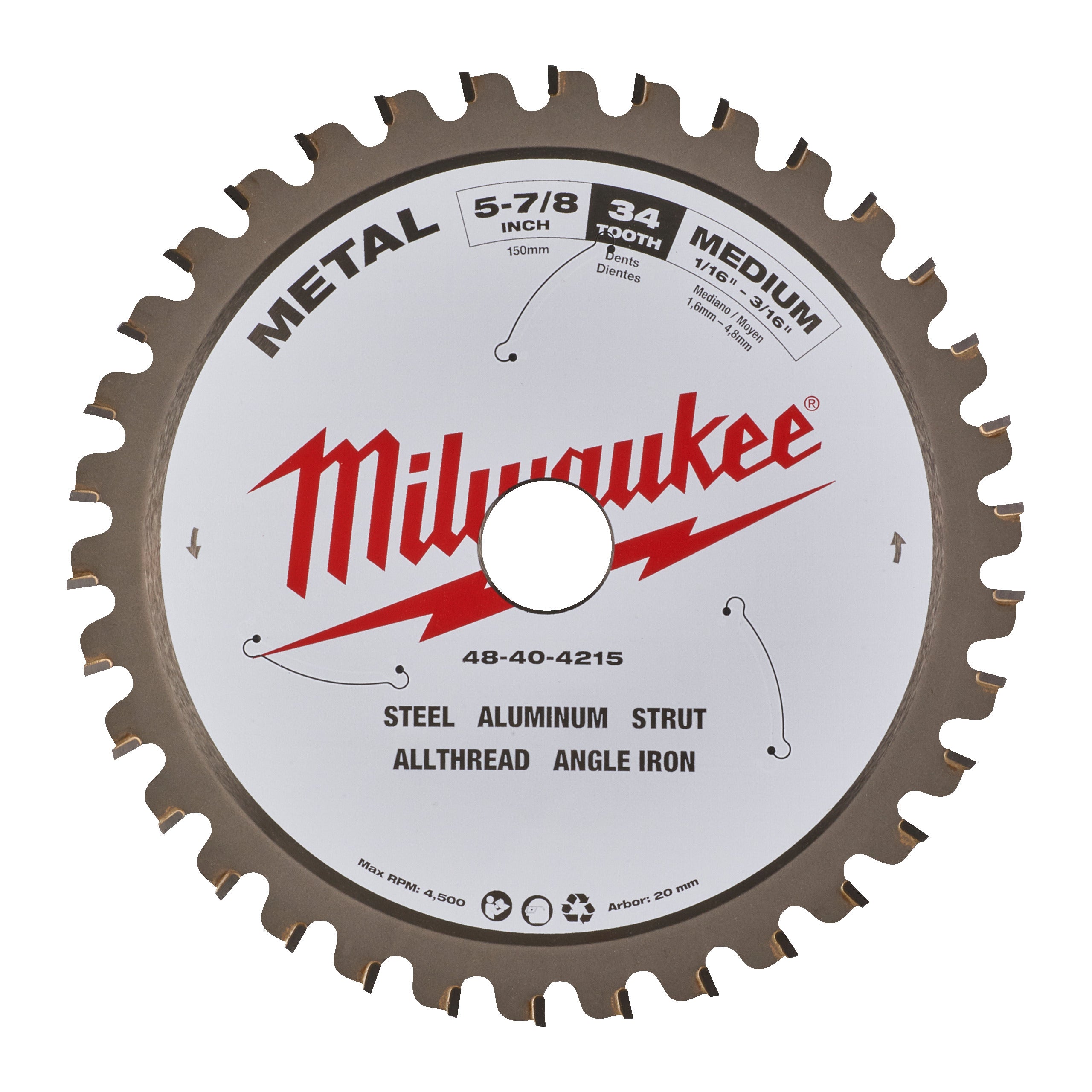 Pânză pentru fierăstrău circular circular pentru metal Milwaukee CSB P M 150x20x1.6x34T, cod 4932501140