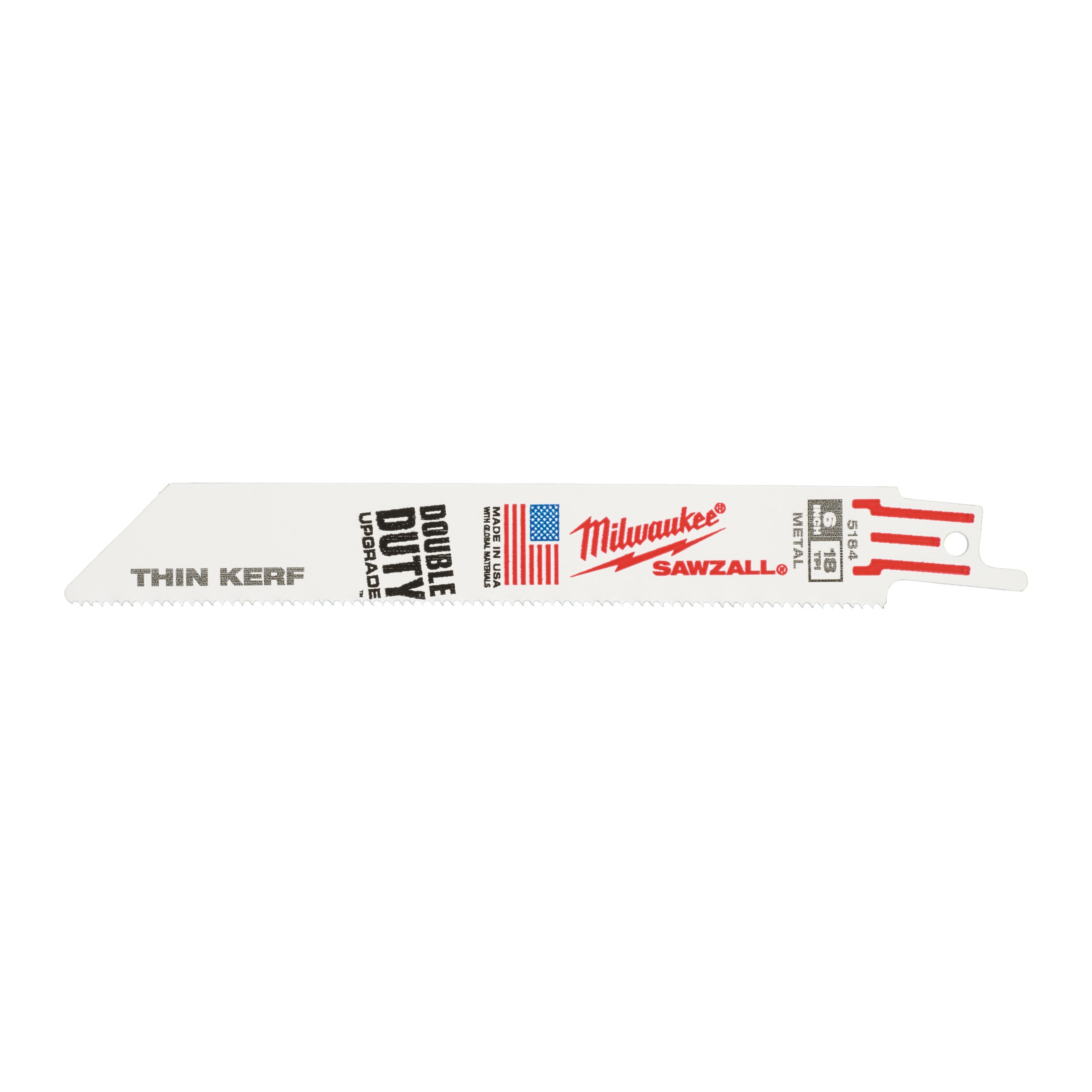 Pânză pentru fierăstrău sabie Sawzall Metal: Pânze THIN KERF Milwaukee 150mm x 18 Tpi, cod 48475184