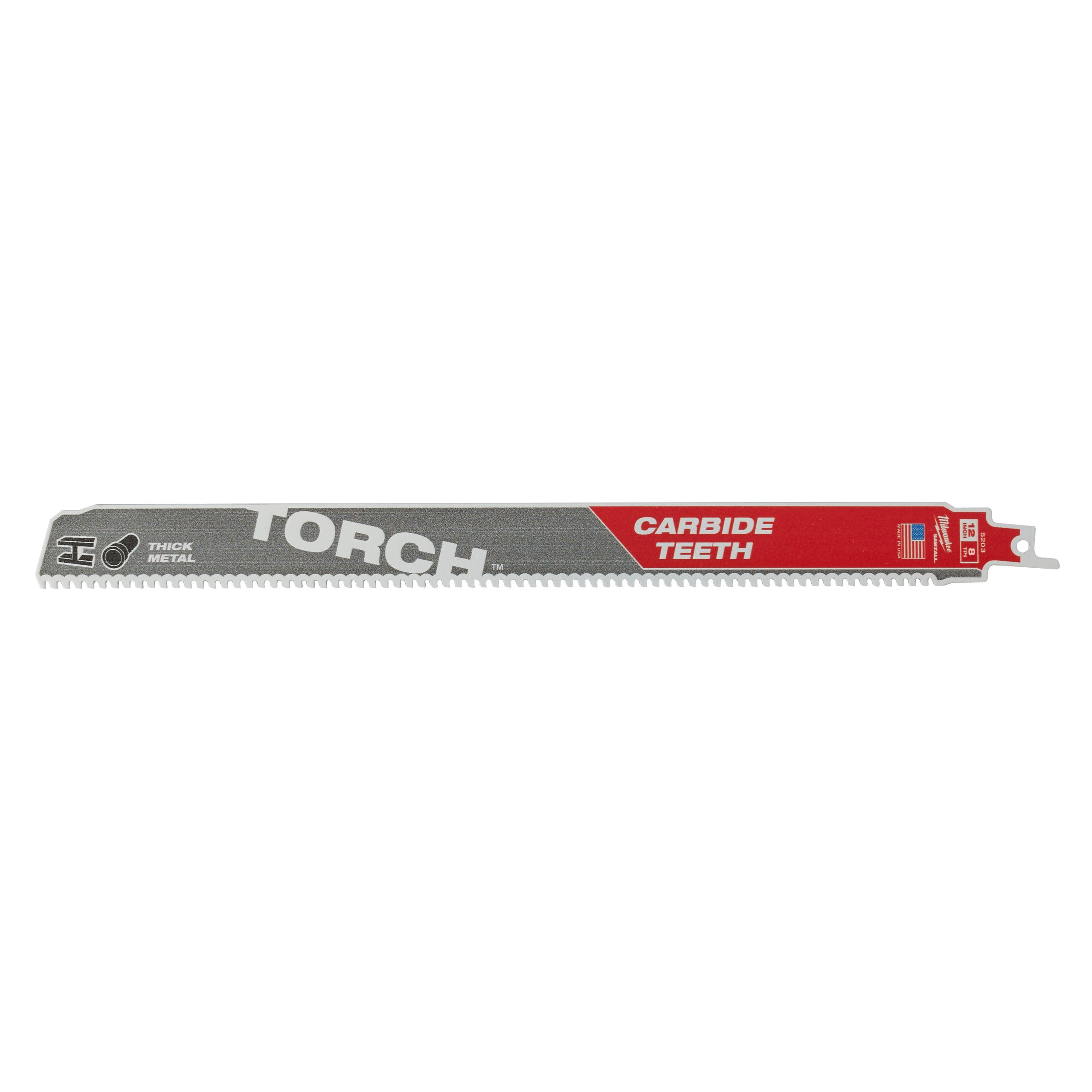 Pânză pentru fierăstrău sabie Sawzall Metal Heavy Duty TORCH™ cu dinți din carbură pentru lucrări de demolare Milwaukee TCT TORCH 300mm x 8 Tpi, cod 48475203