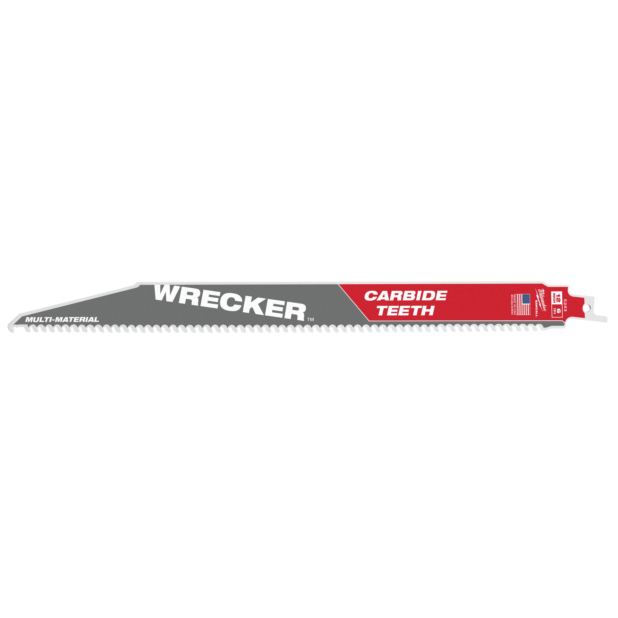 Pânză pentru fierăstrău sabie Sawzall Multimaterial Heavy Duty WRECKER™ cu dinți din carbură Milwaukee TCT WRECKER 300mm x 6 Tpi, cod 48475243