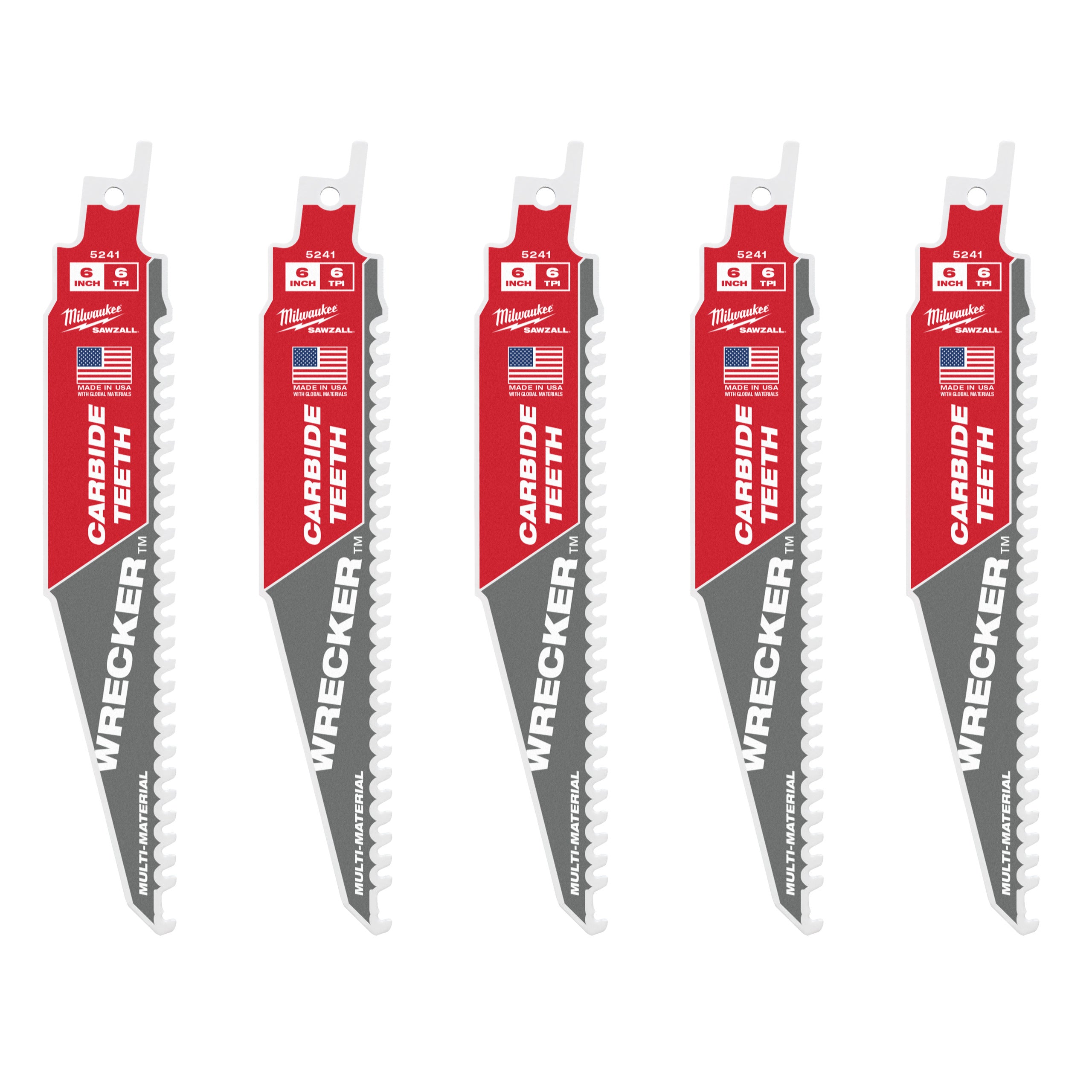 Pânză pentru fierăstrău sabie Sawzall Multimaterial Heavy Duty WRECKER™ cu dinți din carbură Milwaukee TCT WRECKER 150mm x 6 Tpi, cod 48475541