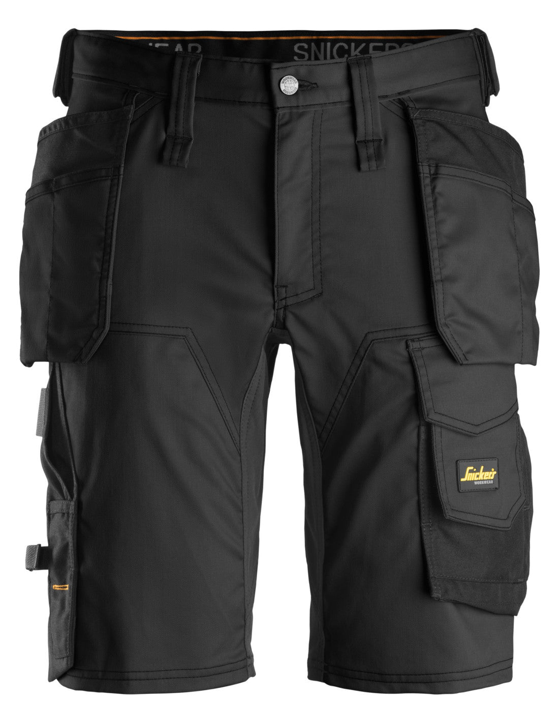 Pantaloni scurți de lucru, stretch, cu buzunare holster, Snickers Workwear, AllroundWork, 6141, Black/Black