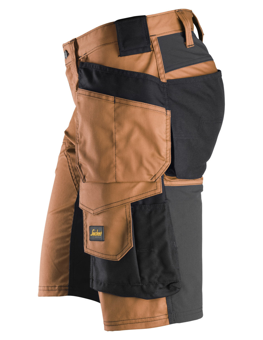 Pantaloni scurți de lucru, stretch, cu buzunare holster, Snickers Workwear, AllroundWork, 6141, Brown/Black