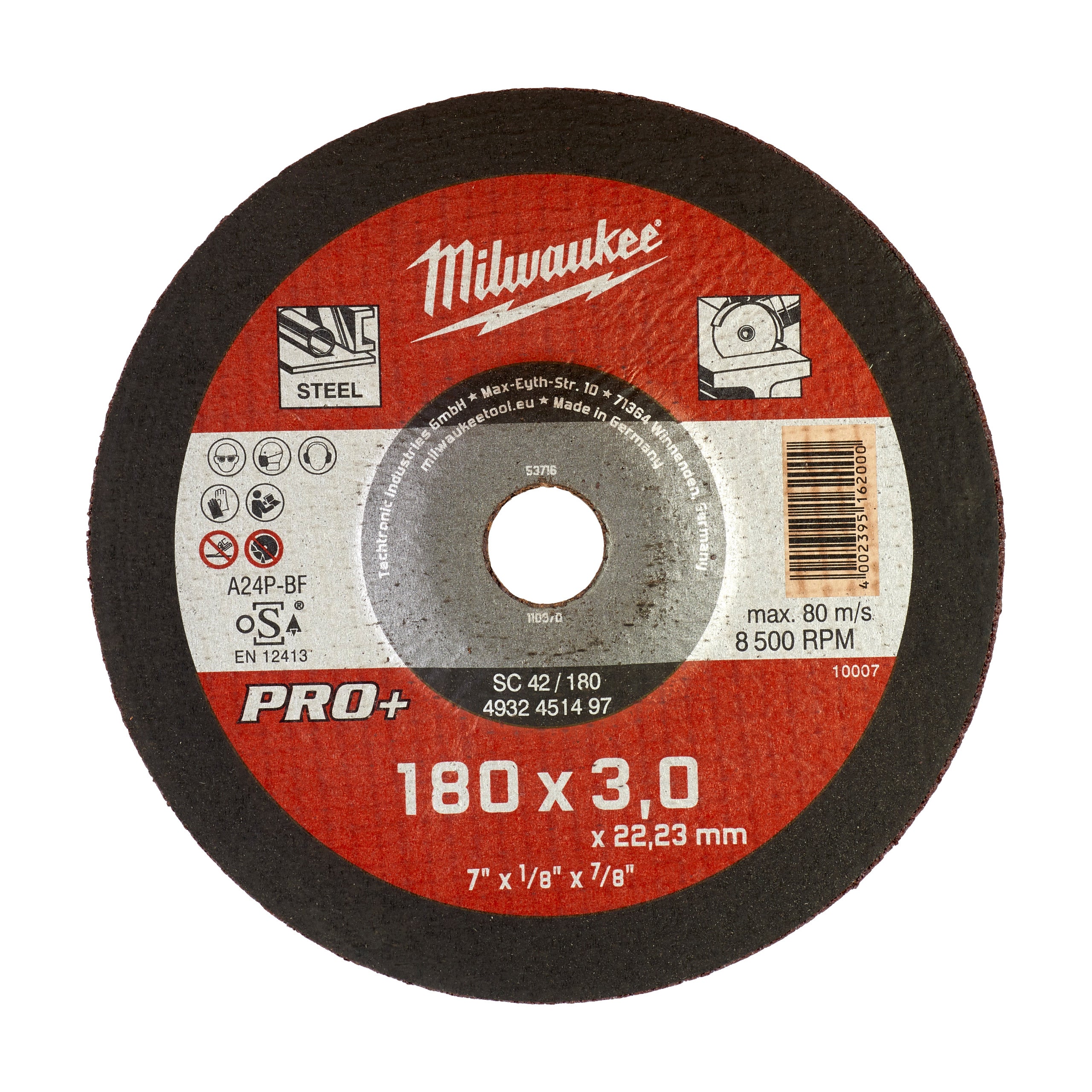 Discuri PRO+ pentru debitare metal Milwaukee SC 42 / 180 x 3 x 22 mm, cod 4932451497