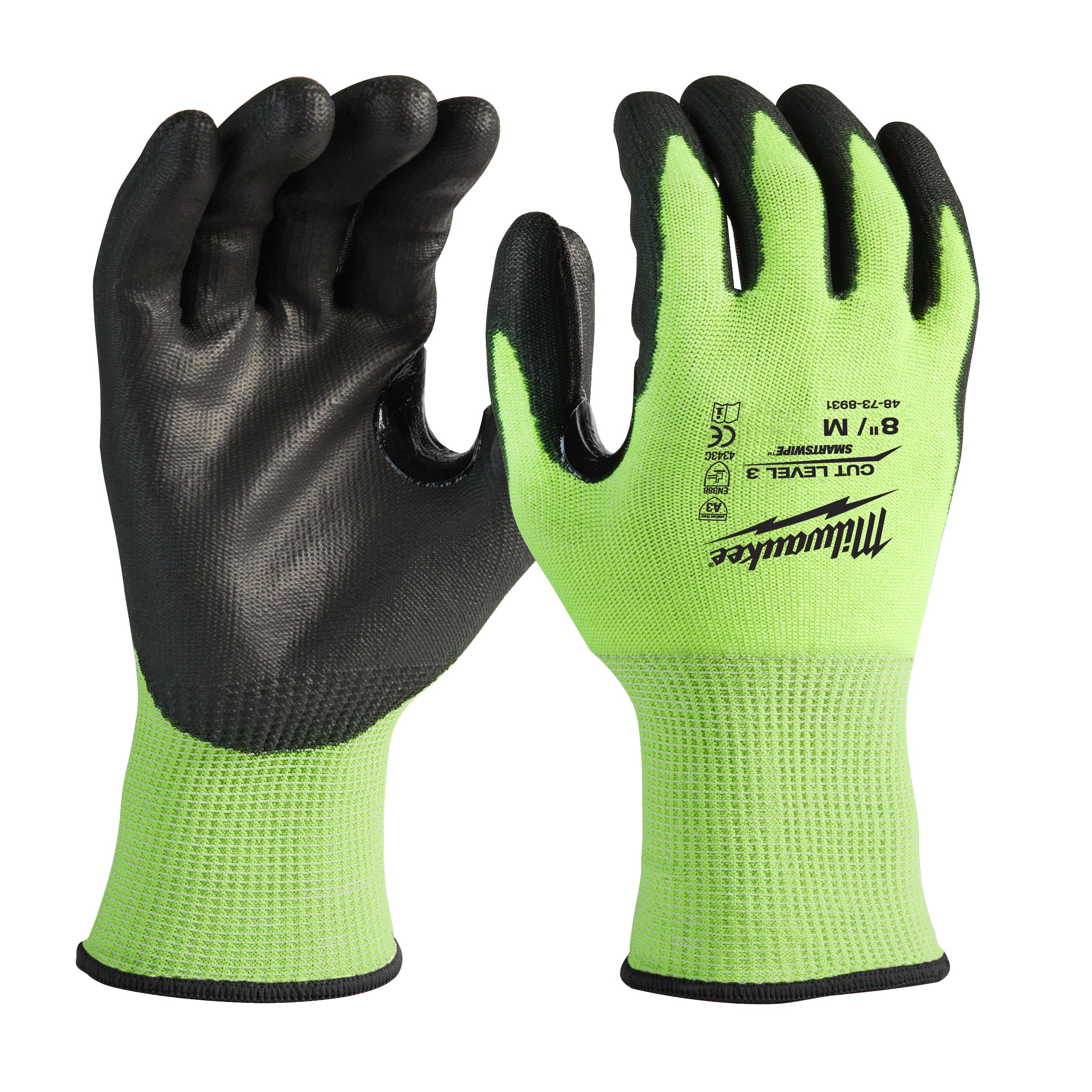 Mănuși de înaltă vizibilitate - nivel de tăiere C Milwaukee Pack Hi-Vis Cut C - S/7, cod 4932492918