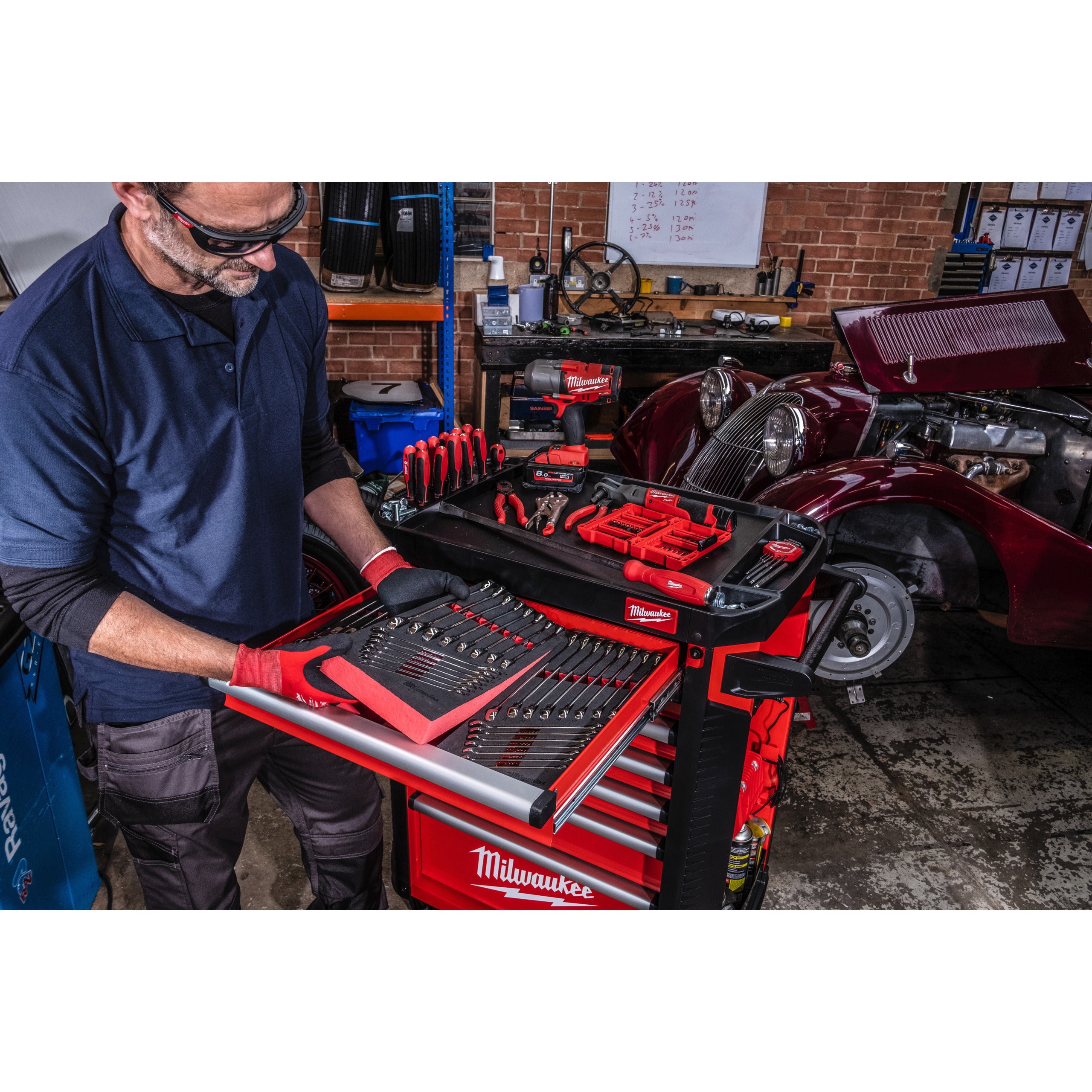 Inserție din spumă pentru dulap metalic TOOLGUARD™ chei fixe combinate MAX BITE™ Milwaukee Maxbite Metric Combination Spanner Foam Set - 27 pcs, cod 4932493247