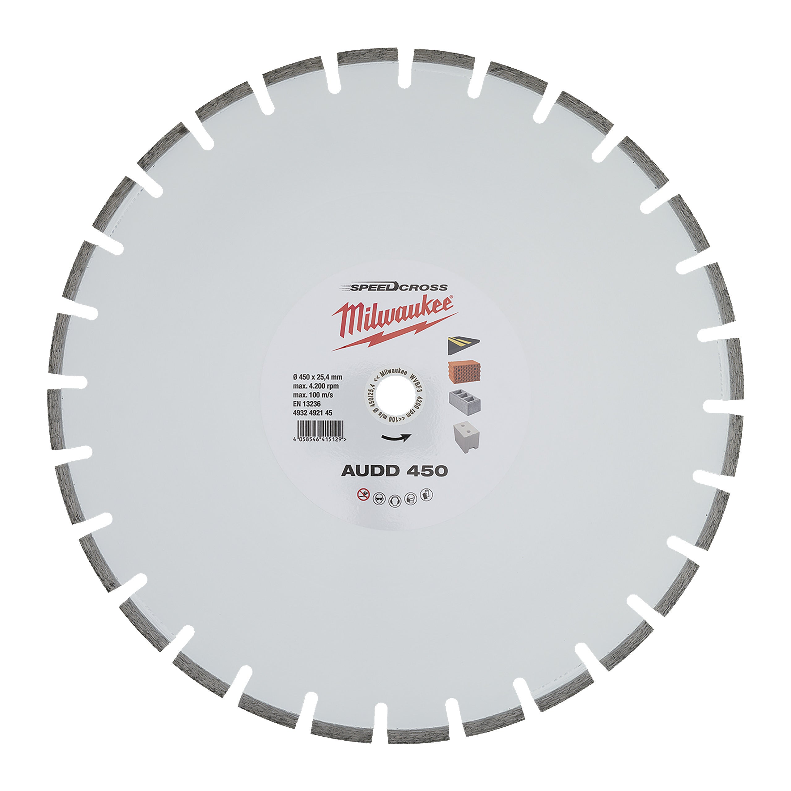 Disc diamantat pentru debitare Speedcross AUDD Milwaukee AUDD 450 mm, cod 4932492145