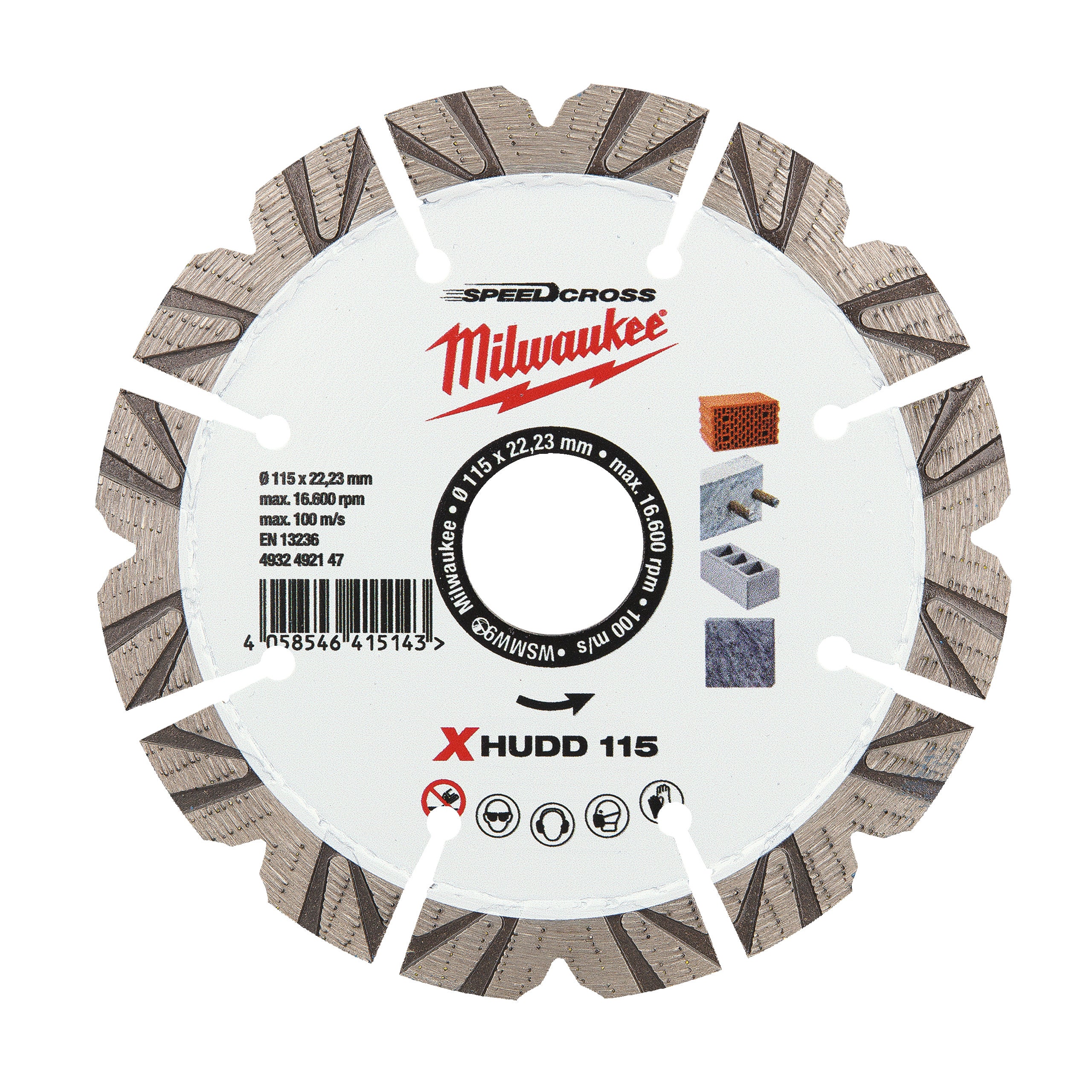 Disc diamantat pentru debitare Premium Speedcross XHUDD Milwaukee XHUDD 115 mm, cod 4932492147