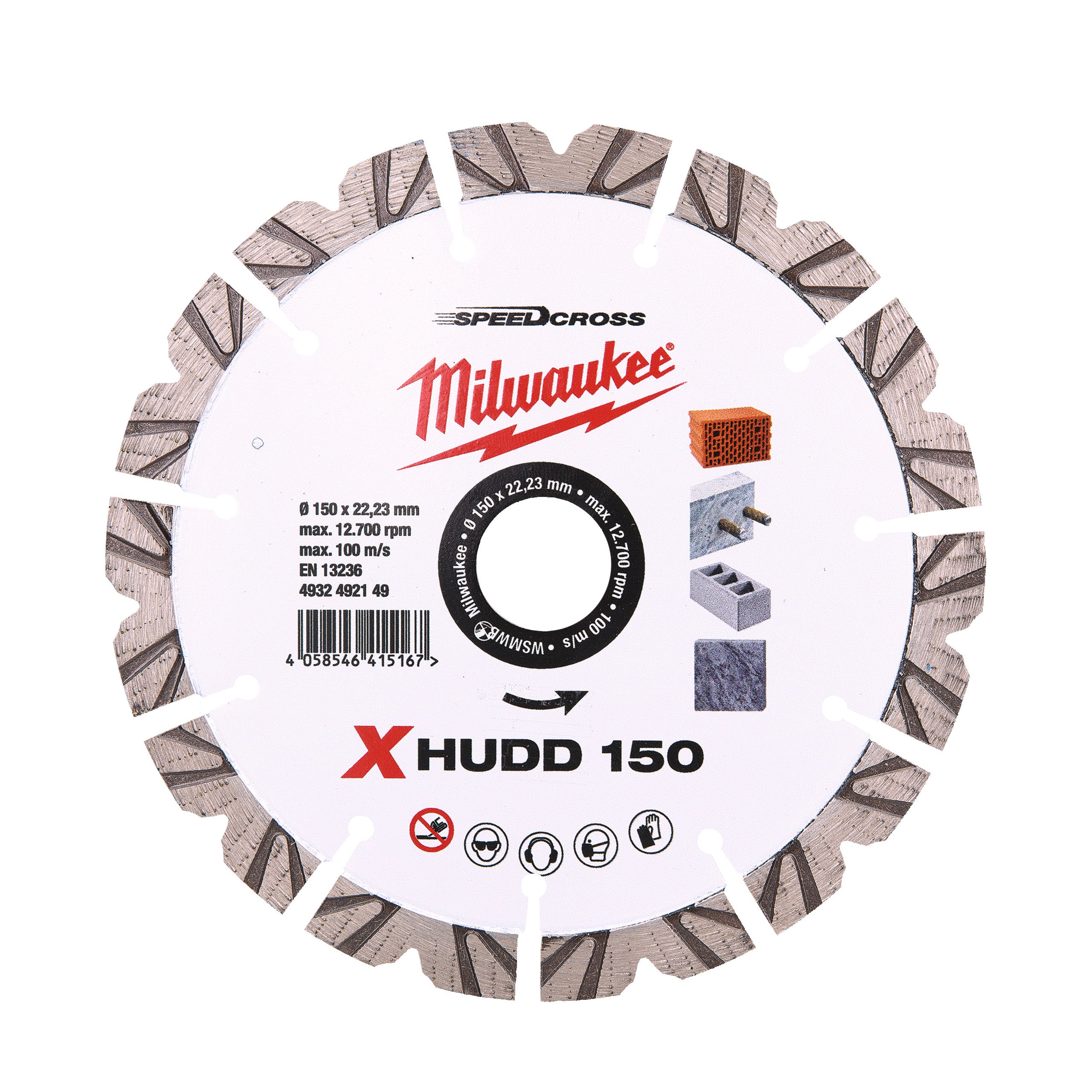 Disc diamantat pentru debitare Premium Speedcross XHUDD Milwaukee XHUDD 150 mm, cod 4932492149