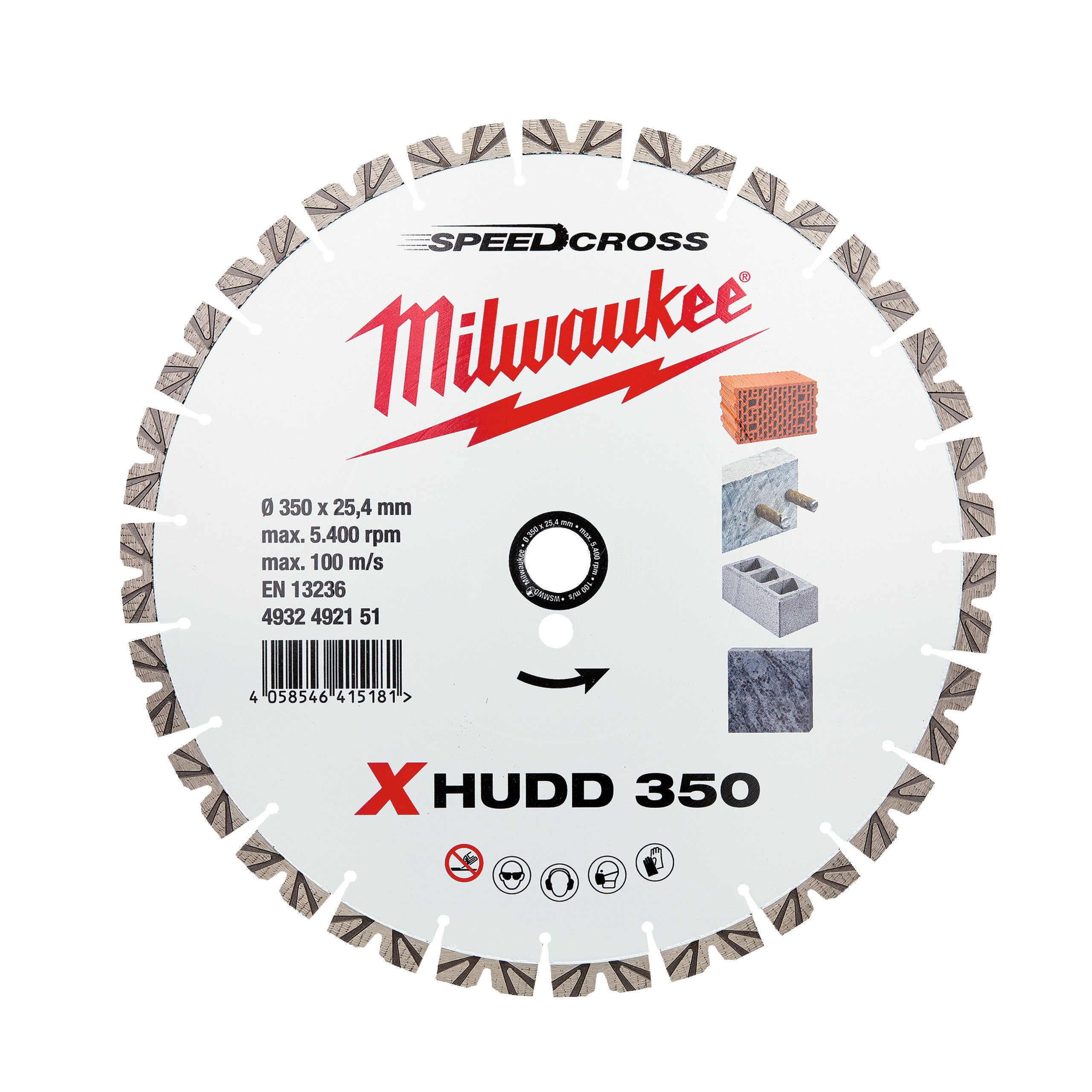 Disc diamantat pentru debitare Milwaukee XHUDD 350 mm Premium Speedcross, cod 4932492151