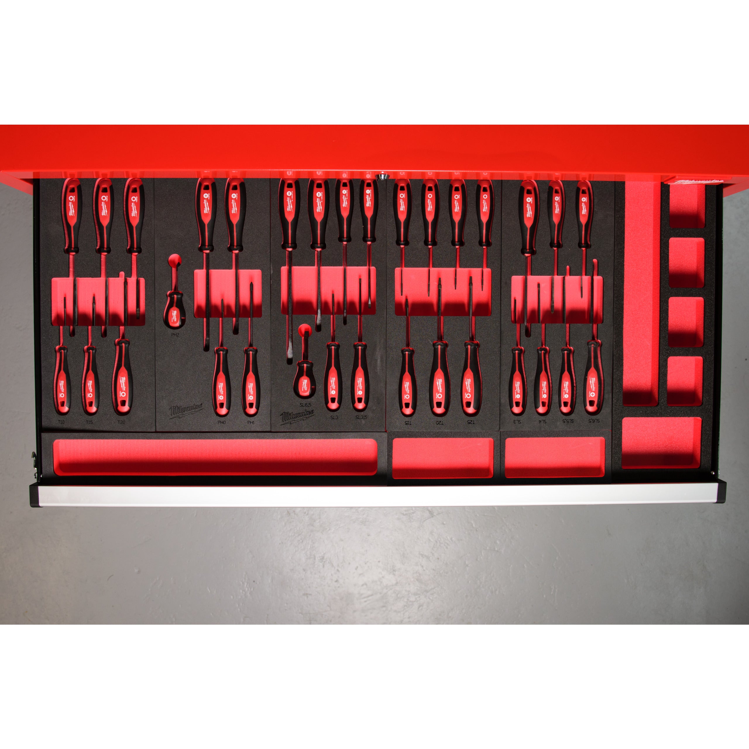 Inserție din spumă pentru dulap metalic TOOLGUARD™ Seturi inserție spumă șurubelnițe Tri-Lobe Milwaukee Screwdriver PH Set Foam Insert, cod 4932492393