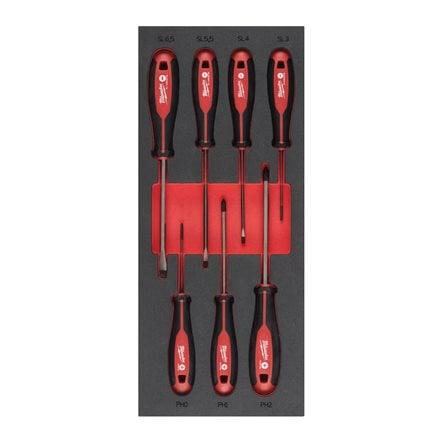 Inserție din spuma ,set 7 surubelnițe SL+PH, Milwaukee, cod 4932492394 - BIG STORE (Dynamic Tools SRL)