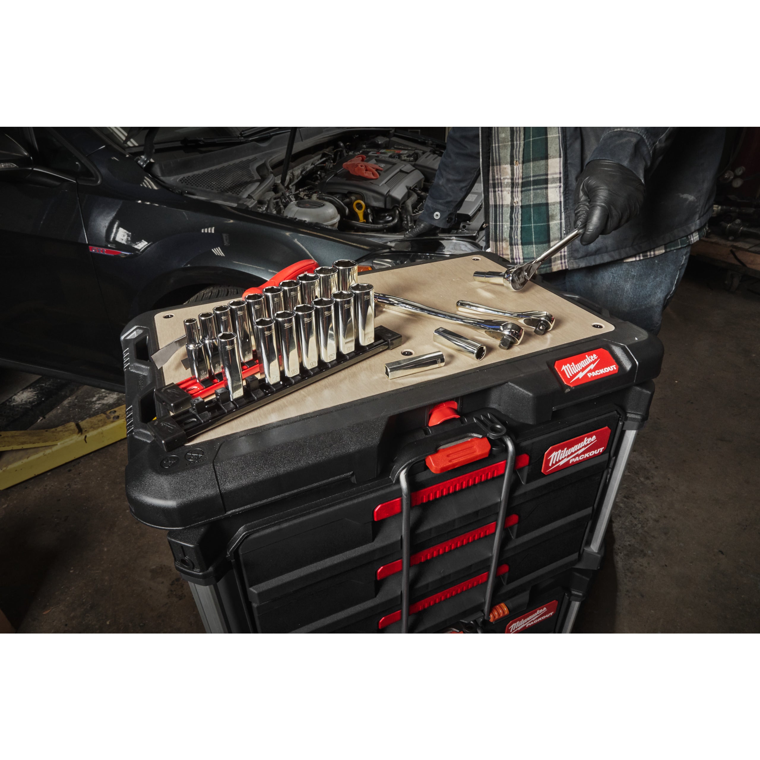 Set tubulare Seturi chei tubulare cromate ⅜″ Milwaukee 3/8" Drive SAE Deep Chrome Socket Set, cod 4932492510