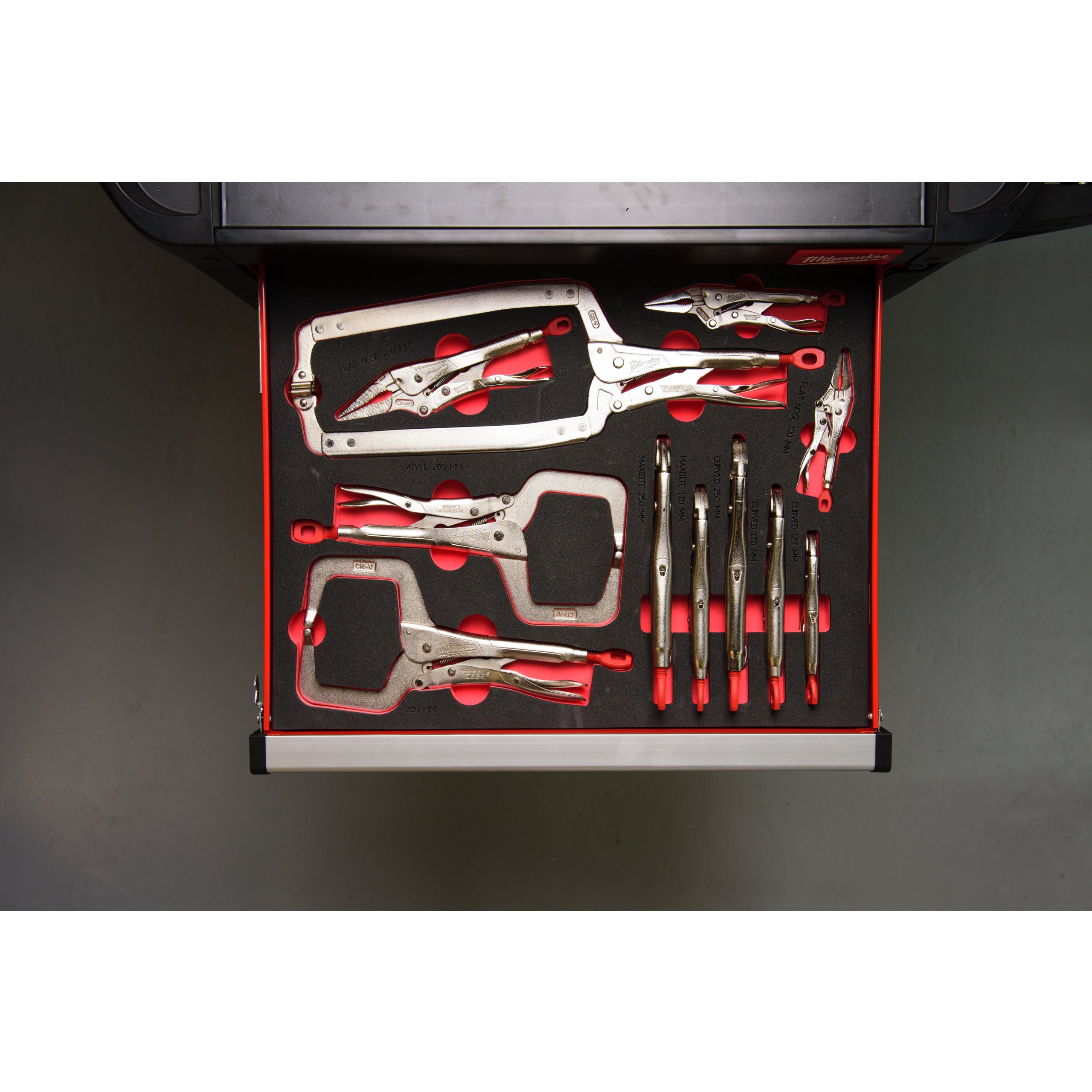 Inserție din spumă pentru dulap metalic TOOLGUARD™ clești TORQUE LOCK™ Milwaukee Grip Pliers Set Foam Insert - 11 pcs, cod 4932493251