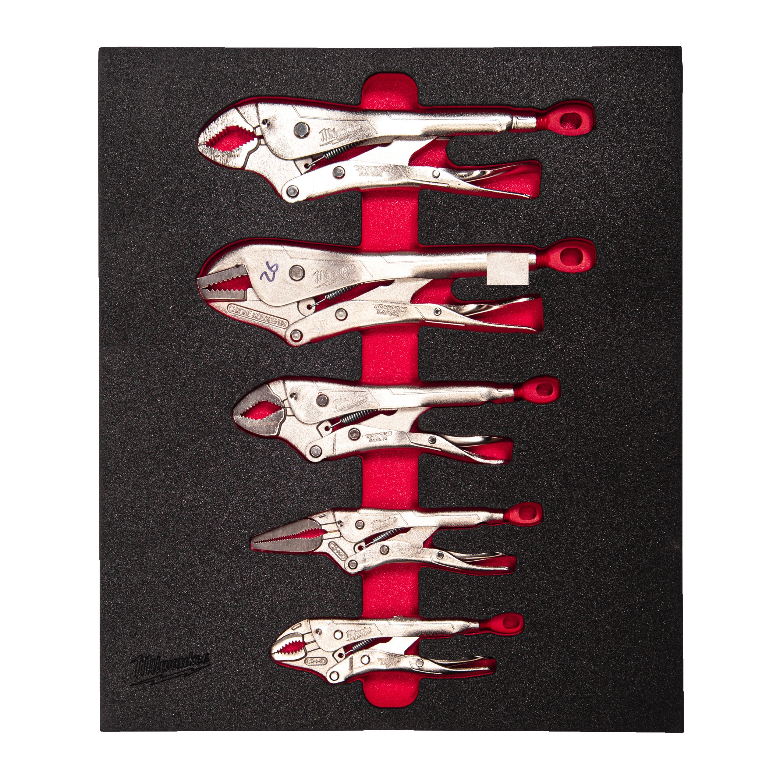 Inserție din spumă pentru dulap metalic TOOLGUARD™ clești TORQUE LOCK™ Milwaukee 5 pc Locking Plier Foam Insert Set, cod 4932493634