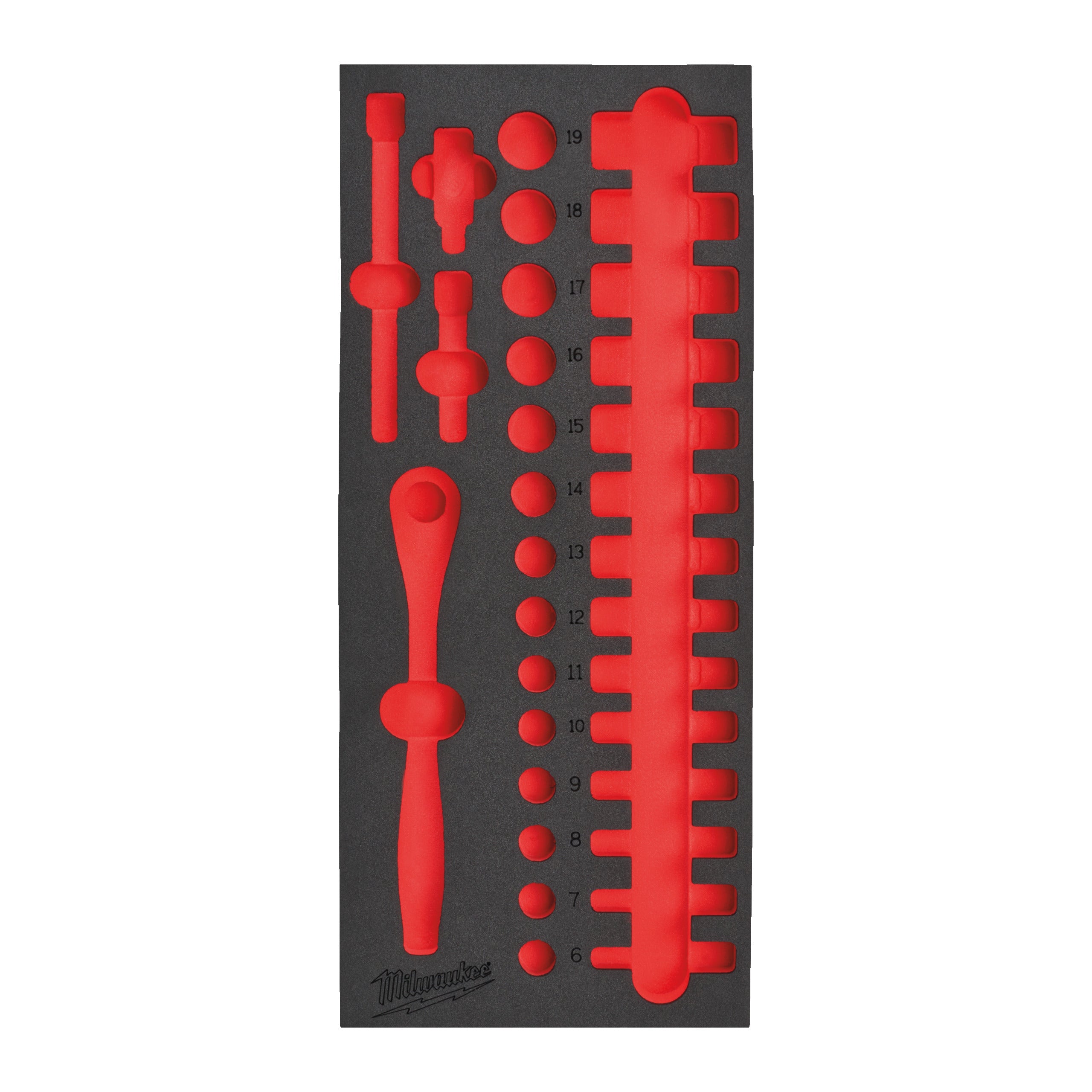 Inserție spumă goală pentru dulapul metalic Milwaukee Empty 32 pc 3/8" Ratchet and Socket Set Foam Insert, cod 4932493663