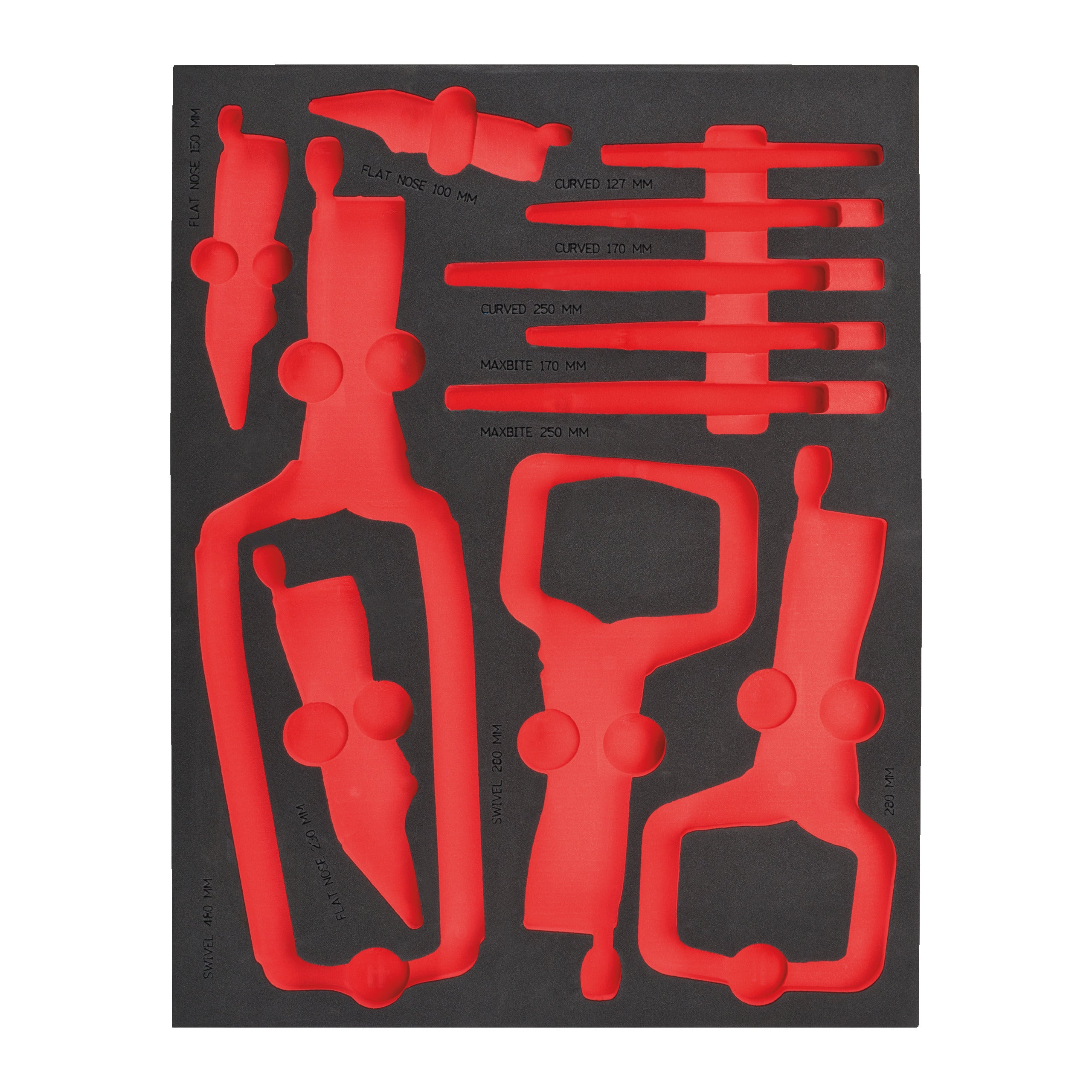 Inserție spumă goală pentru dulapul metalic Milwaukee Empty 11 pc Grip Pliers Set Foam Insert, cod 4932493680