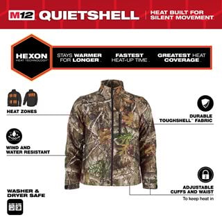 Jachetă încălzită Milwaukee M12 HJCAMO7-0, HEXON HEAT TECHNOLOGY™, camuflaj