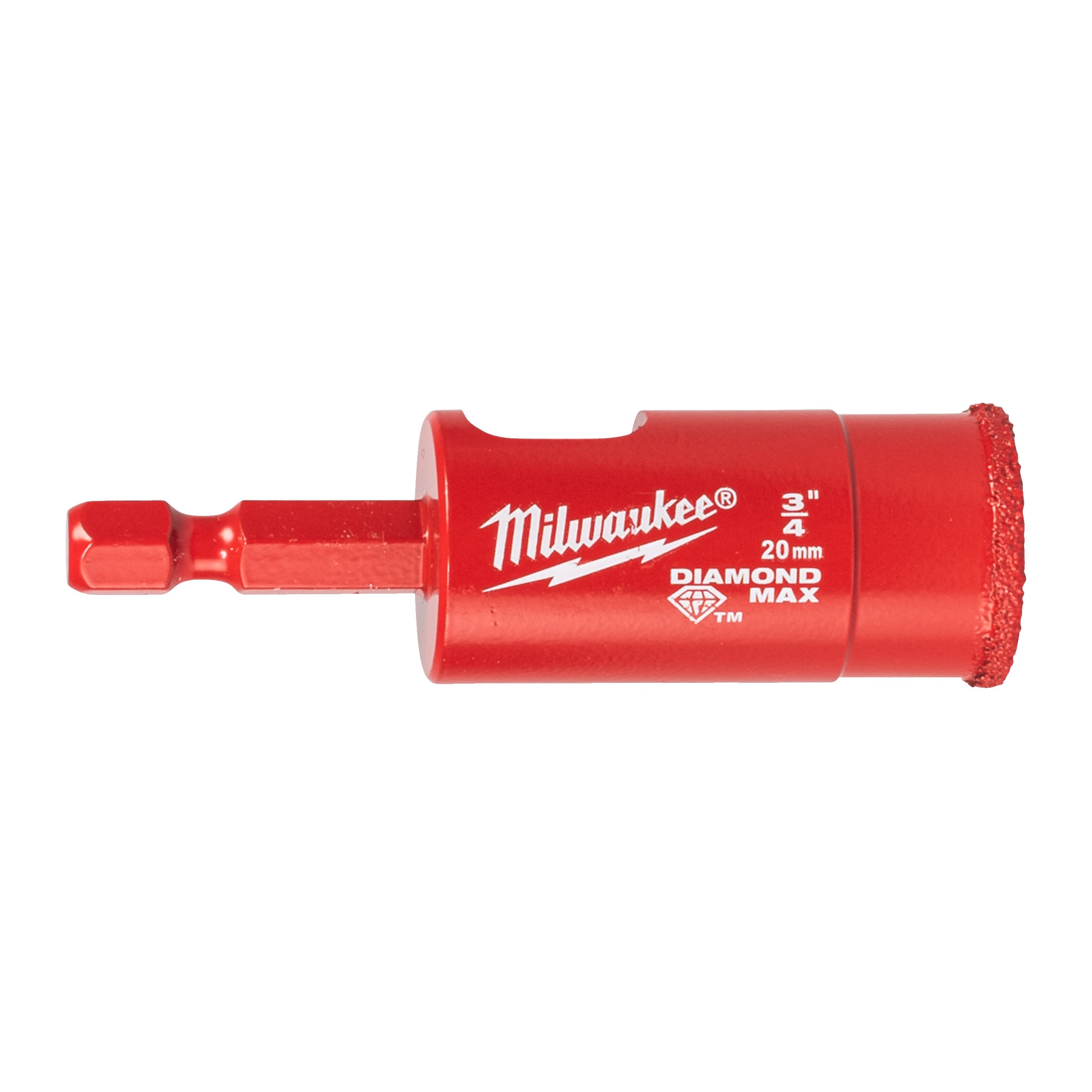 Carotă diamantată Burghie DIAMOND MAX™ ¼″ pentru găurire umedă Milwaukee 20 mm ¼" Hex, cod 4932498348