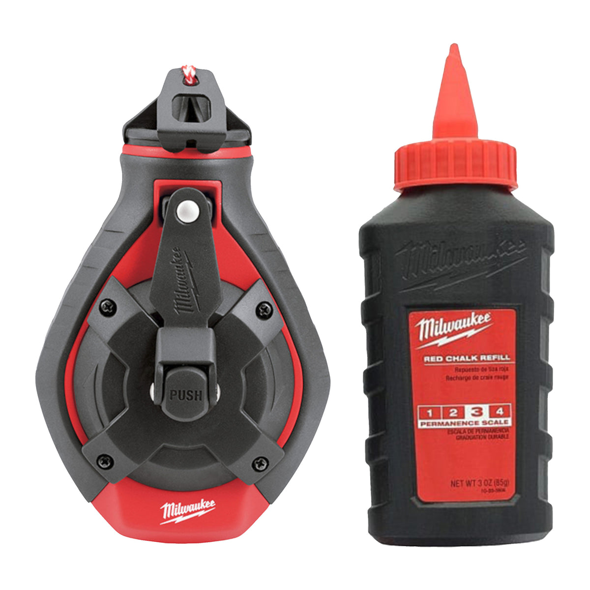 Trasor cu sfoară Bold Line Milwaukee Bold Line Chalk Reel & Red Chalk Refill, cod 4932498391