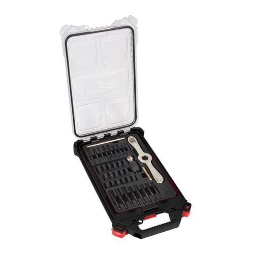 Set 38 buc filiere și tarozi Milwaukee PACKOUT™, HEX-LOK™, mâner 2-in-1, cod 4932498721