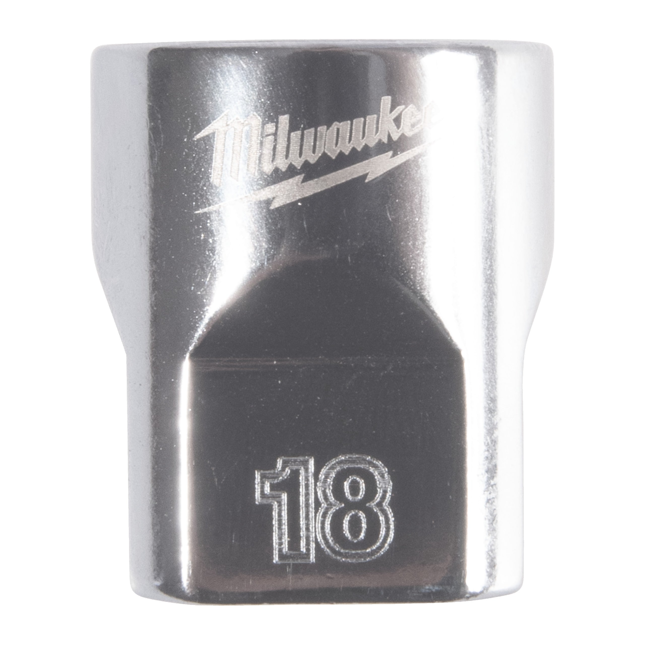 Cheie tubulară ⅜″ metrică, 12 puncte Milwaukee 3/8'' Drive Metric Standard 12-Point Socket - 18mm, cod 4932498810