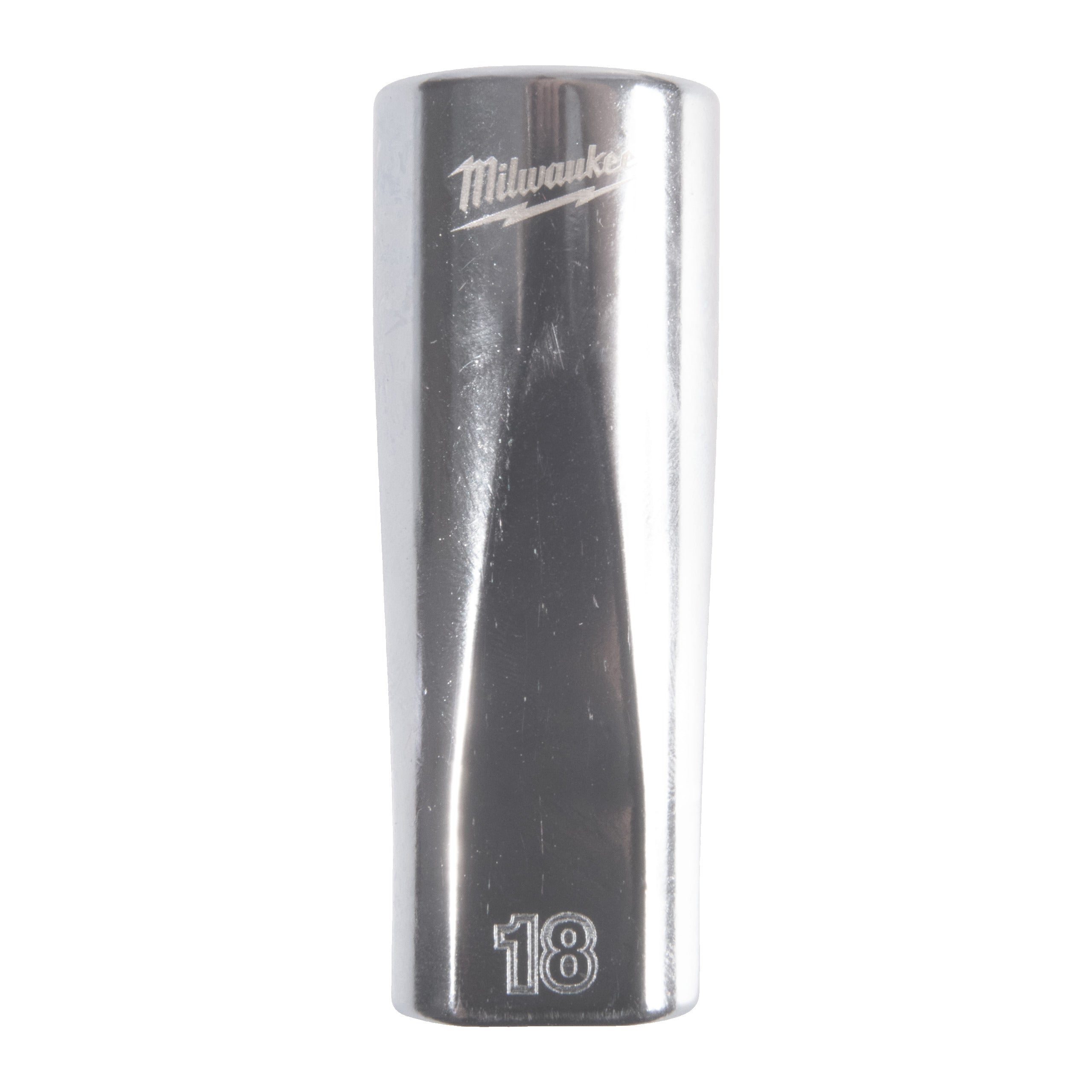 Cheie tubulară lungă ⅜″ metrică, 12 puncte Milwaukee 3/8'' Drive Metric Deep 12-Point Socket - 18mm, cod 4932498822