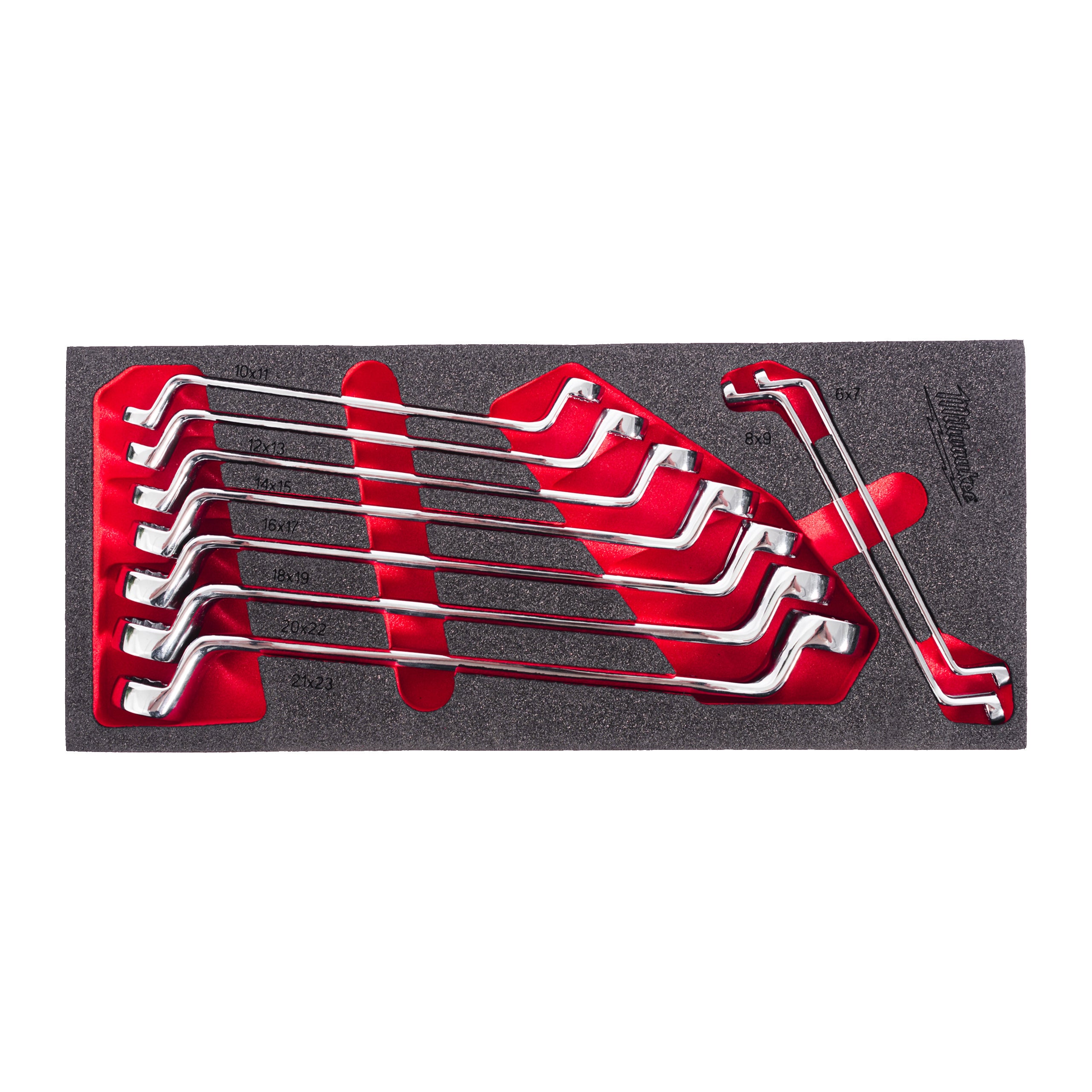 Inserție din spumă pentru dulap metalic TOOLGUARD™ 9 buc. chei inelare cu cot Milwaukee Double Ring Offset Spanner Set Foam Insert 9pc, cod 4932499086