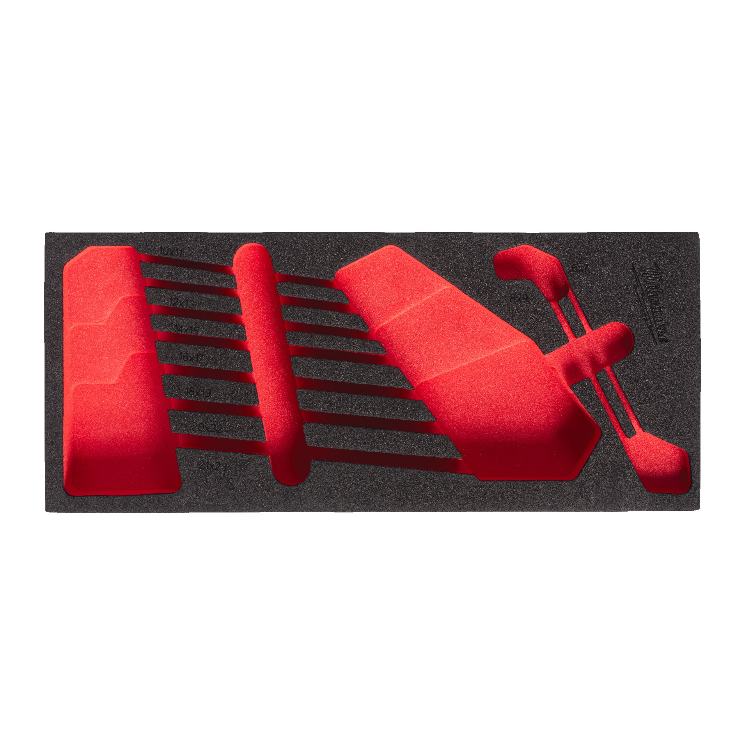 Inserție din spumă pentru dulap metalic TOOLGUARD™ 9 buc. chei inelare cu cot Milwaukee Replacement Double Ring Offset Spanner Set Foam Insert, cod 4932499087