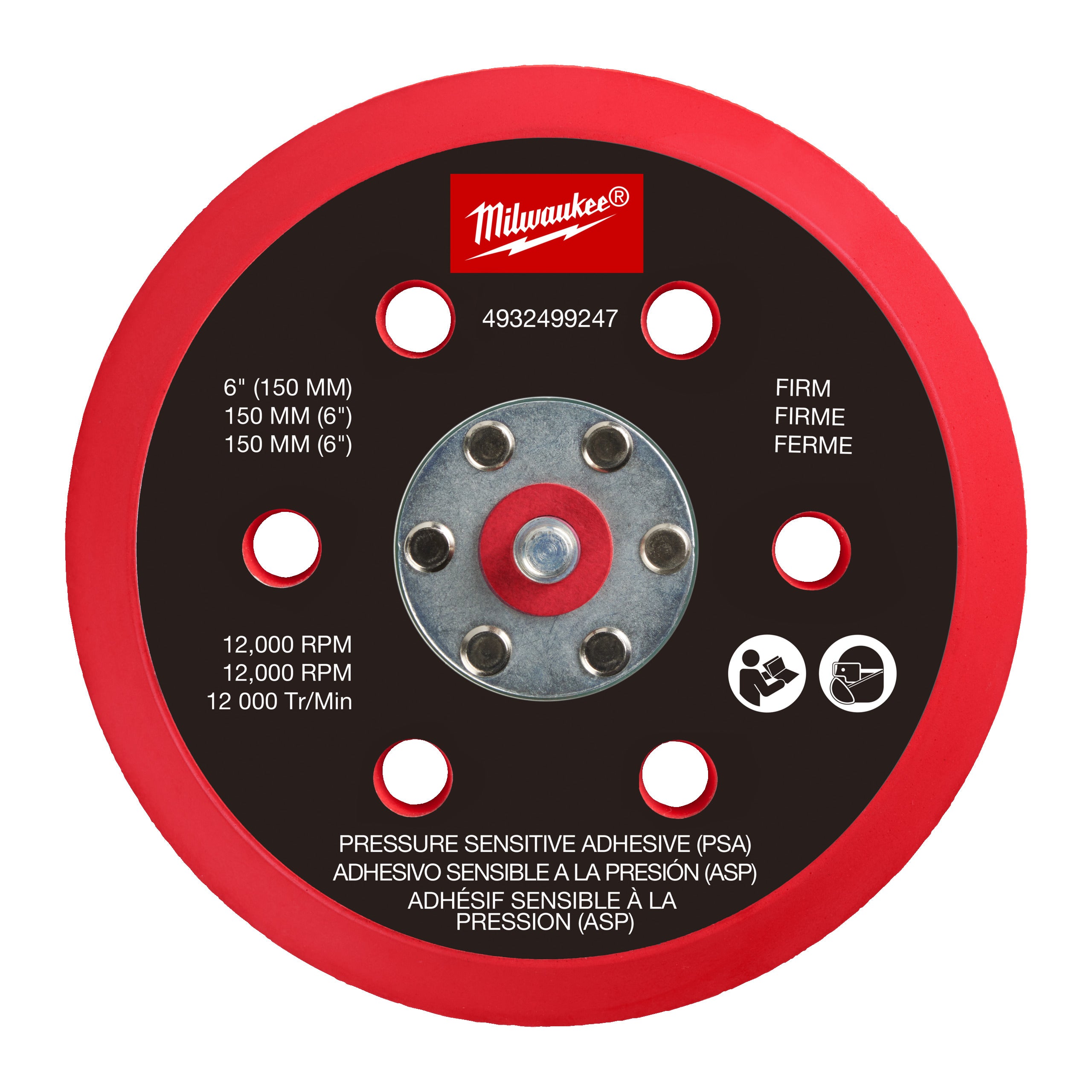 Atașament de șlefuire pentru șlefuitor orbital Milwaukee FROSBPHP150 FUEL™ 150 mm - tare și PSA, cod 4932499247