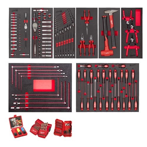 Inserție spumă master Milwaukee set Automotive 172 buc, cod 4932499474