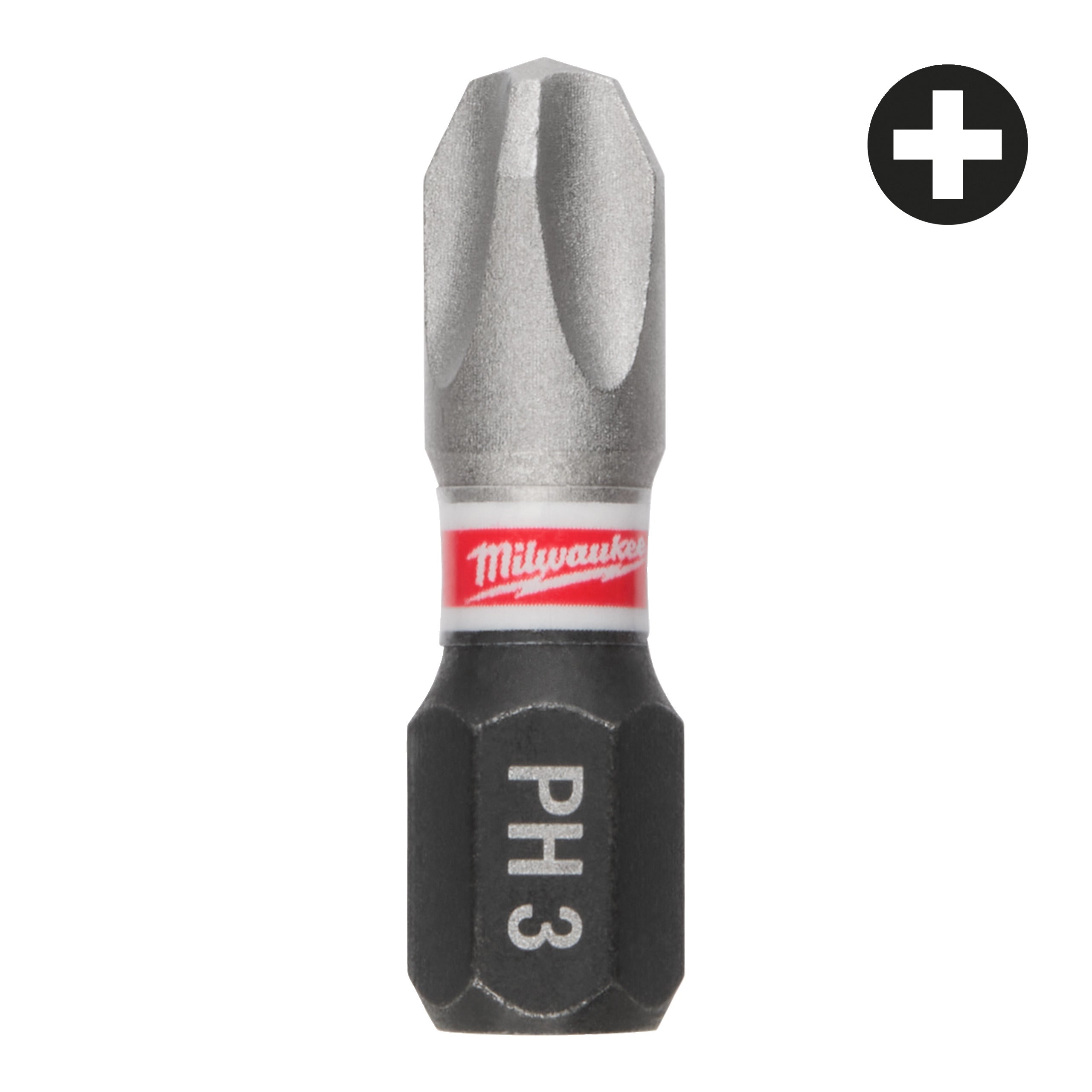 Set biți și chei tubulare Shockwave Biți PH pentru șurubelnițe SHOCKWAVE™ IMPACT DUTY Milwaukee S/Bit ShW PH3 25mm, cod 4932500354