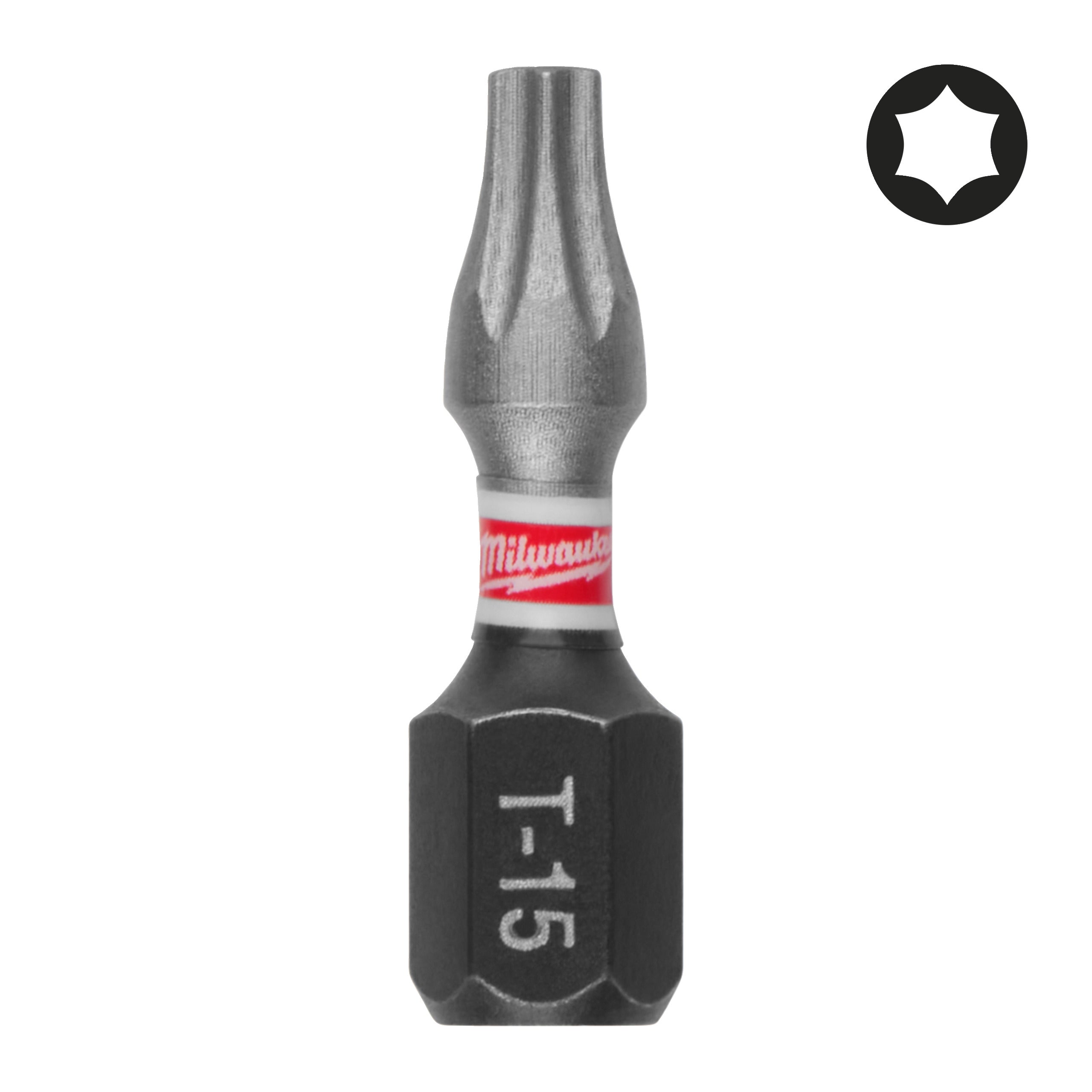 Set biți și chei tubulare Shockwave Biți TX pentru șurubelnițe SHOCKWAVE™ IMPACT DUTY Milwaukee S/Bit ShW TX15 25mm, cod 4932500362