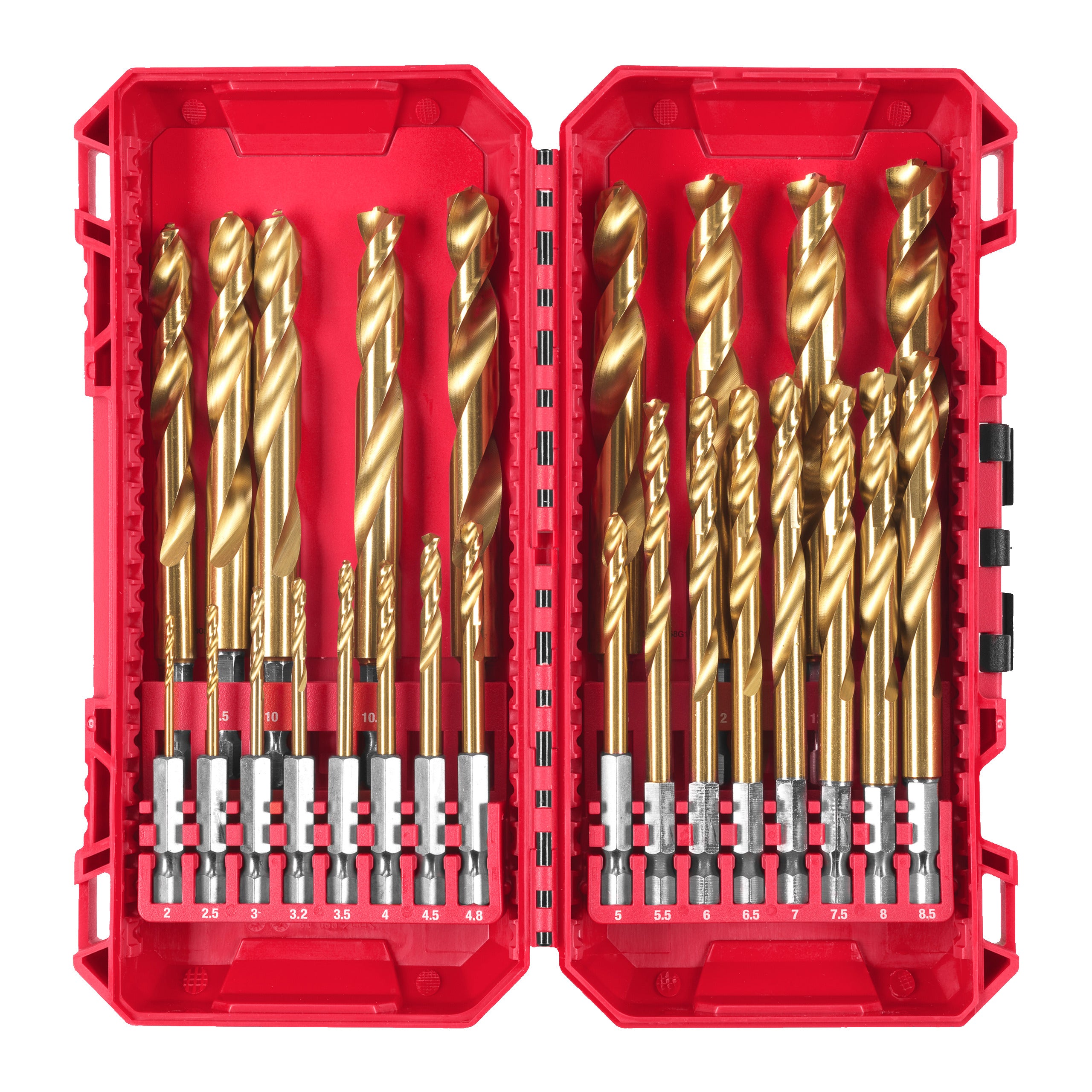 Burghiu pentru metal RED HEX - Burghie SHOCKWAVE™ HSS-Ground Titan pentru metal Milwaukee Shockwave HSS-G Tin Red Hex Set, cod 4932500420