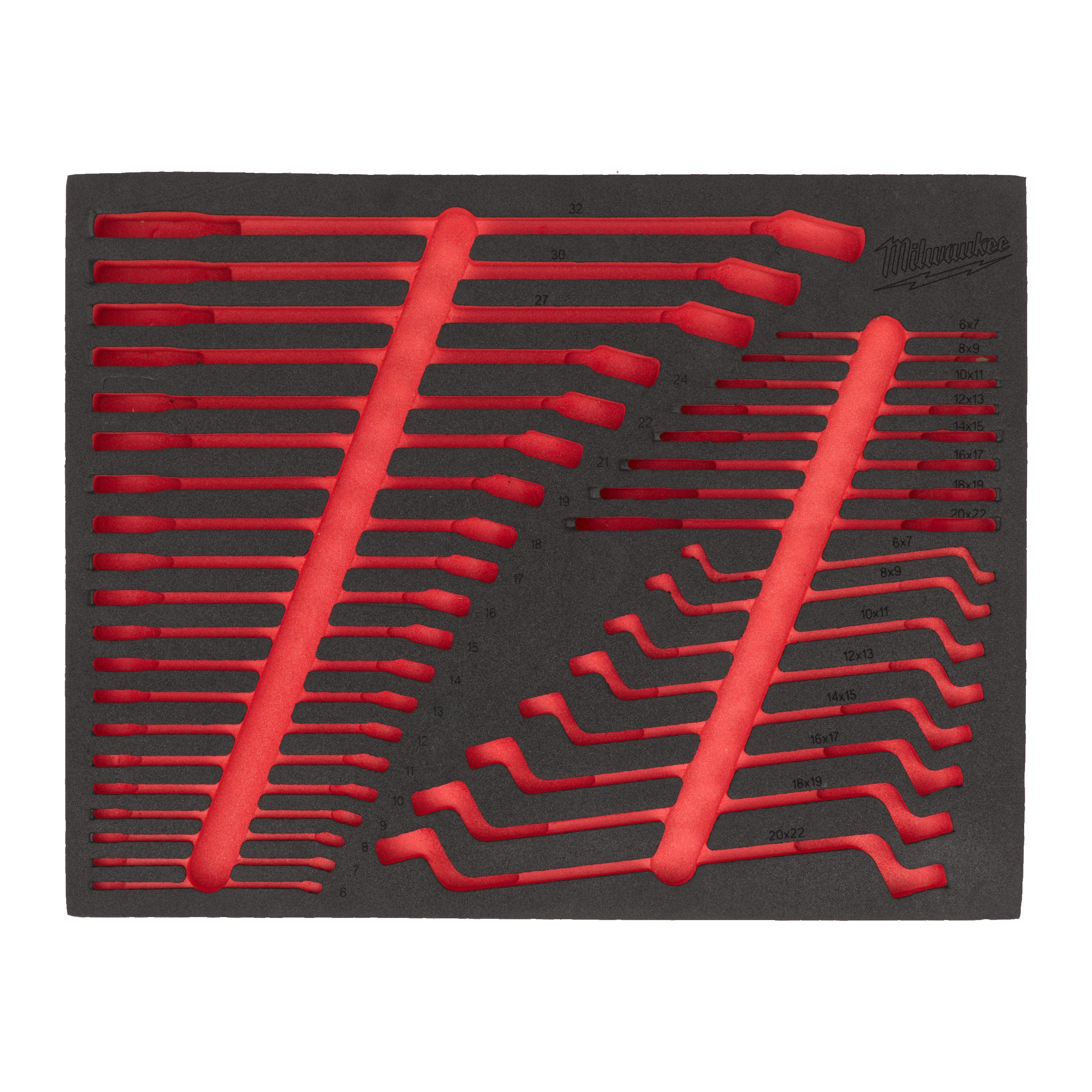 Inserție din spumă pentru dulap metalic TOOLGUARD™ - chei, lumini, tăiere și măsurare Milwaukee REPLACEMENT 36 pc Spanner, Lights, Cutting and Measuring Set Foam Insert, cod 4932500765