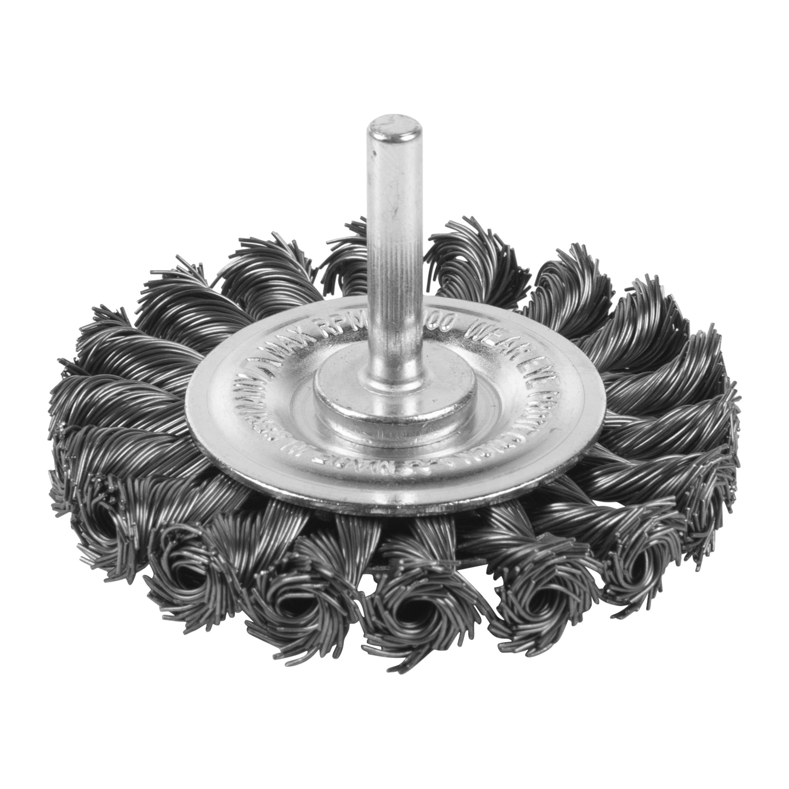 Perie sârmă răsucită rotundă pentru polizor drept Milwaukee Knot Wheel Brush S6 75x12mm Steel 0.5mm, cod 4932501728