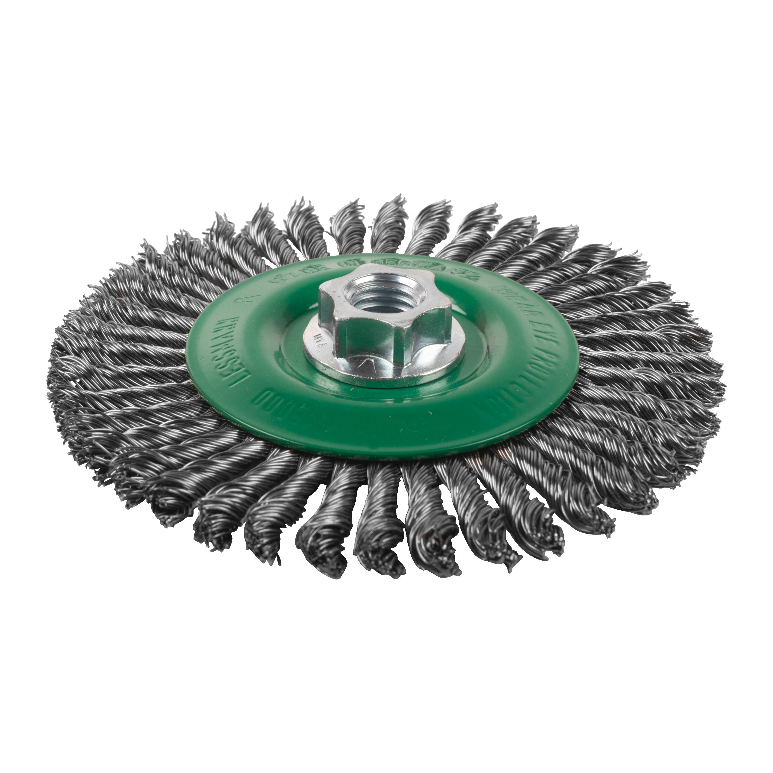 Perie sârmă răsucită rotundă pentru polizor drept mic Milwaukee Knot Wheel Brush M14 125x6mm Stainless Steel 0.5mm, cod 4932501743