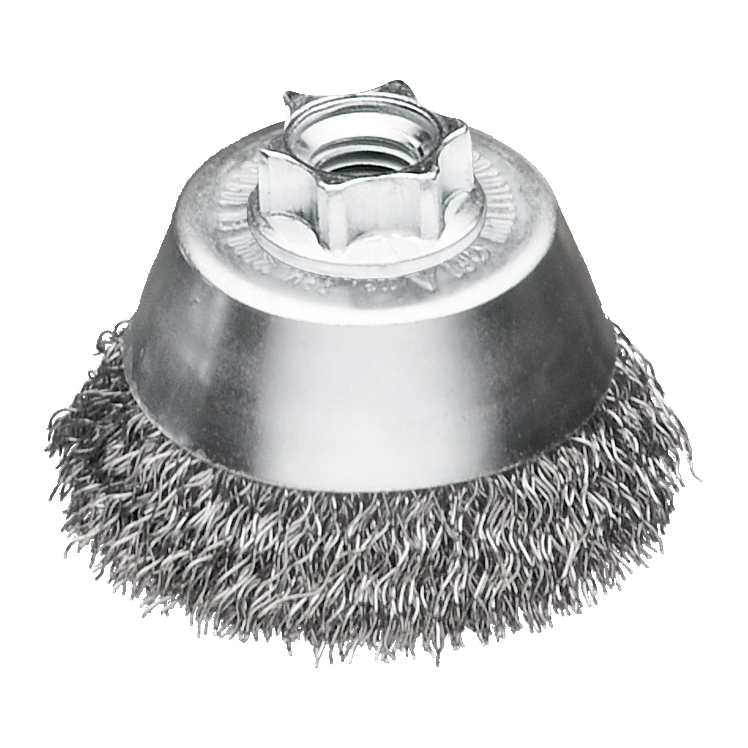 Perie sârmă ondulată tip cupă pentru polizor drept mic Milwaukee Cup Brush M14 65mm Steel Crimped 0.35mm, cod 4932501750