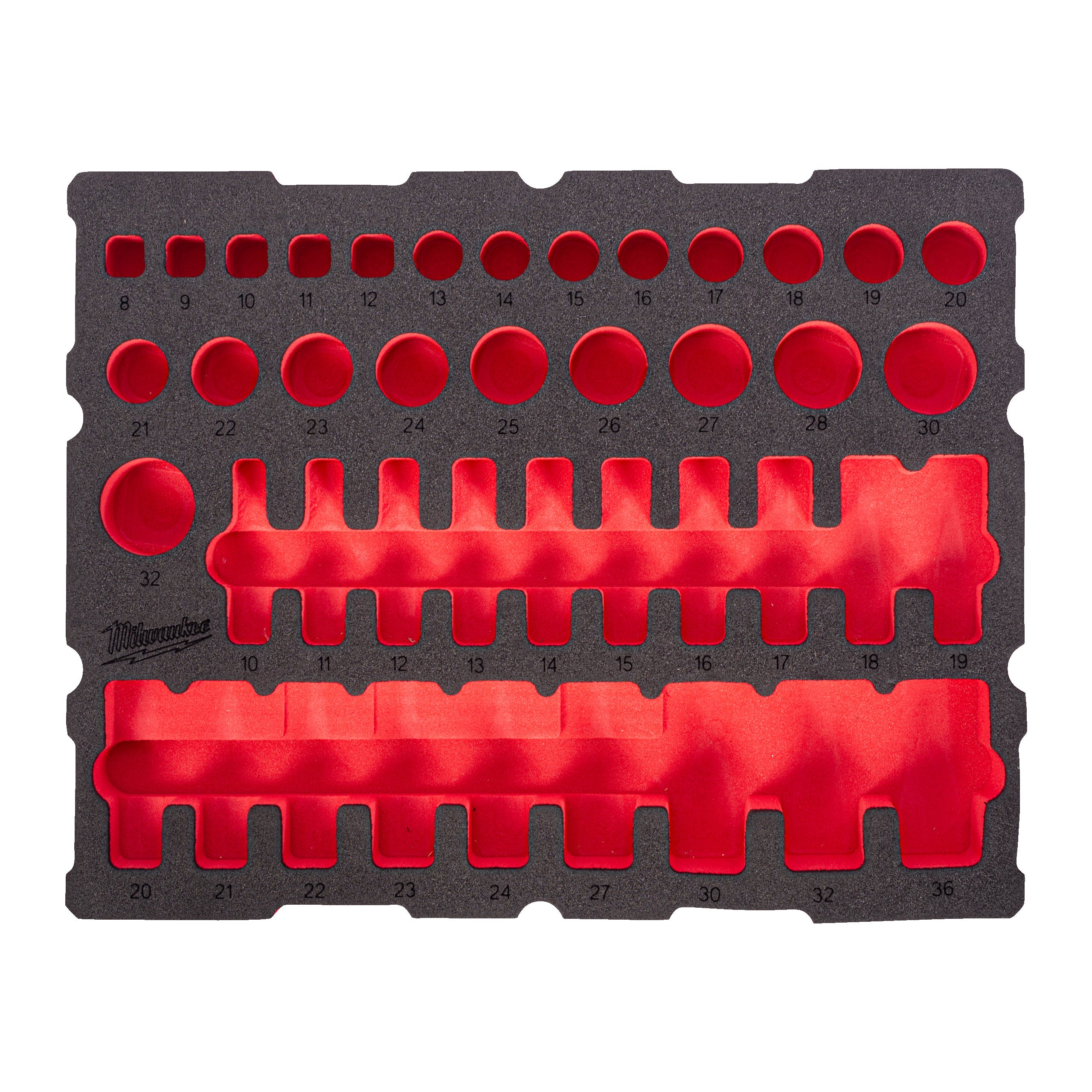 Set inserție spumă PACKOUT™ chei tubulare ½″ Milwaukee REPLACEMENT 42 pc ½'' Socket Set Packout Foam Insert, cod 4932502034