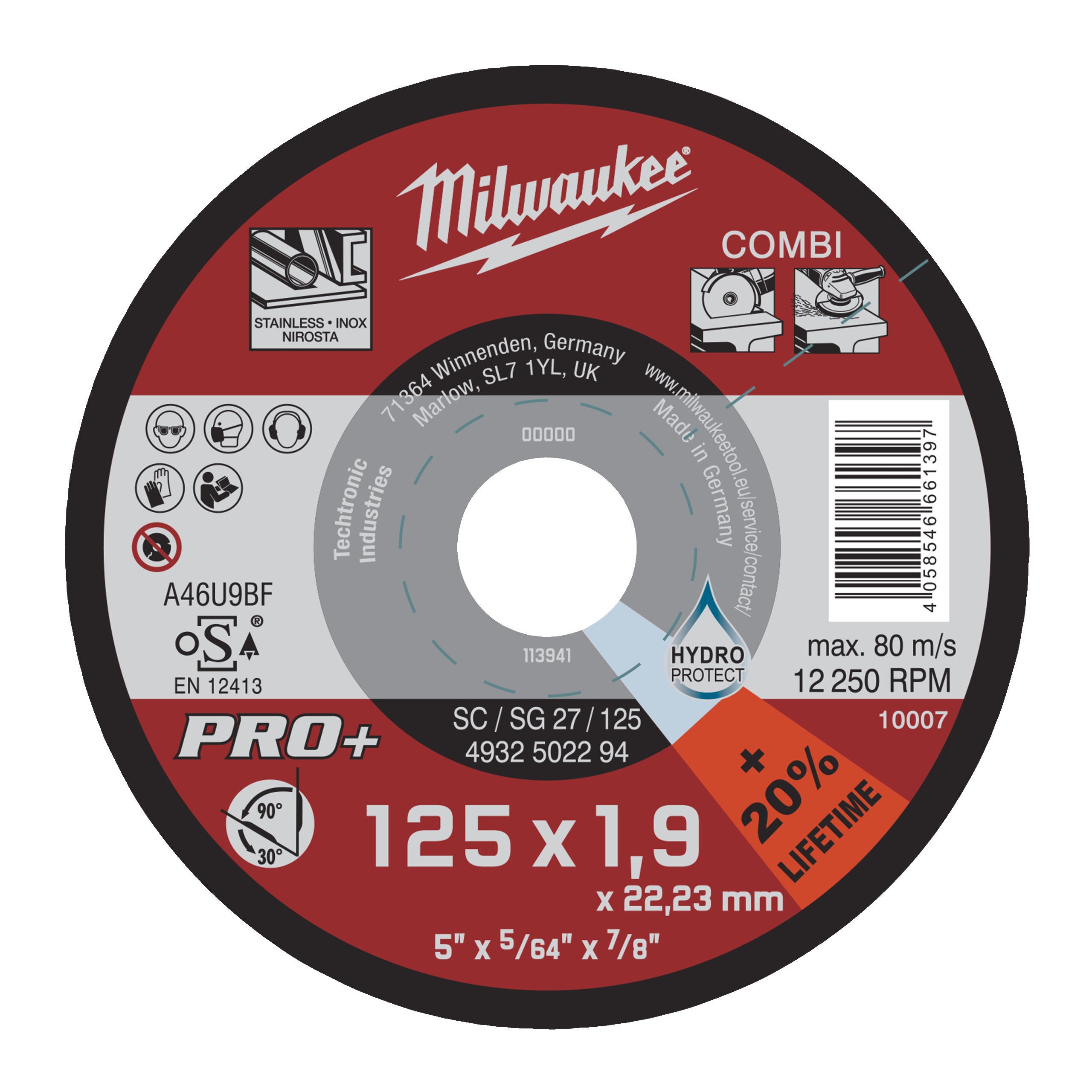 Disc abraziv Milwaukee SC / SG 27 / 125x1.9x22mm, cod 4932502294