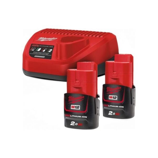 Set acumulatori și încărcător 12V, Milwaukee M12NRG-202, cod 4933459209