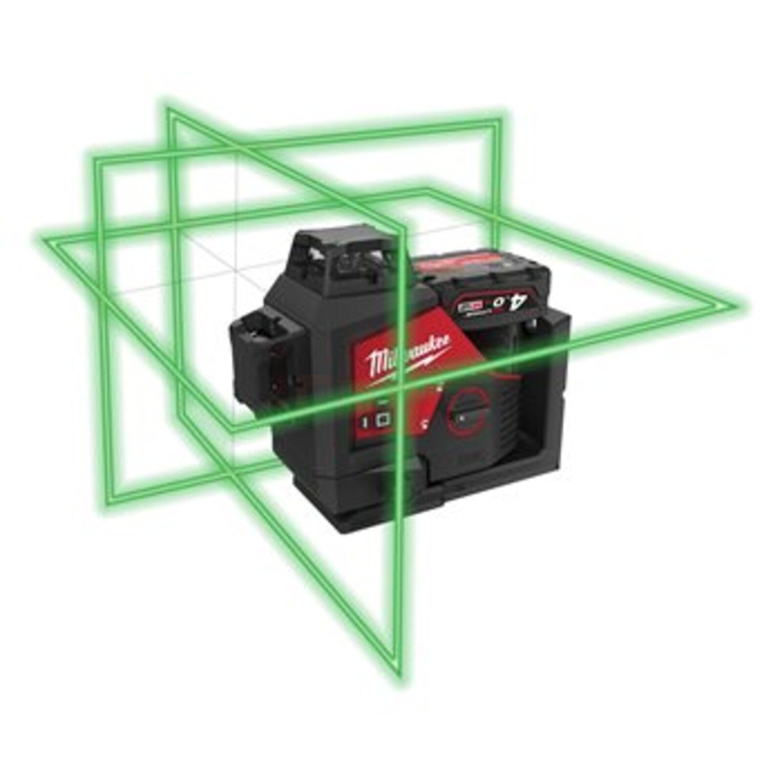 Nivelă laser Milwaukee verde 360° cu 3 planuri M12™ 3PLSKIT-401P, 1 x M12 B4 acumulator, C12 C încărcător, PACKOUT™ box, cod 4933499379