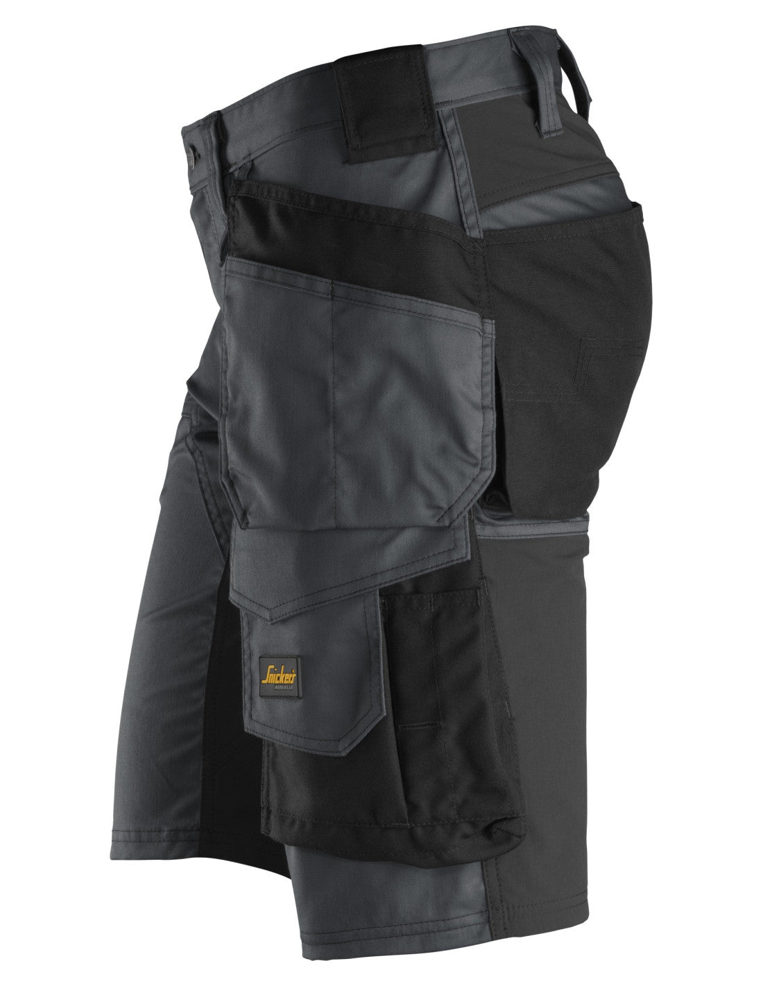 Pantaloni scurți de lucru, stretch, cu buzunare holster, Snickers Workwear, AllroundWork, 6141, Steel Grey/Black