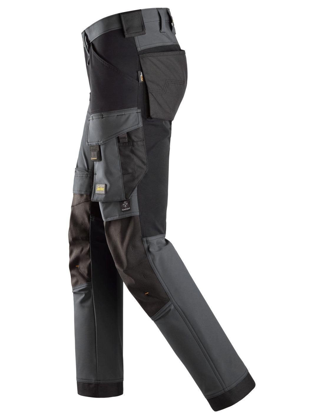 Pantaloni de lucru, 4-way stretch, anti-vânt, Snickers Workwear, AllroundWork, 6375, Steel Grey/Black