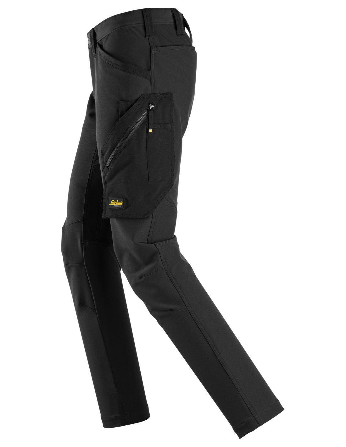 Pantaloni de lucru, 4-way stretch, fără buzunare pt genunchiere, Snickers Workwear, FlexiWork, 6873, Black/Black